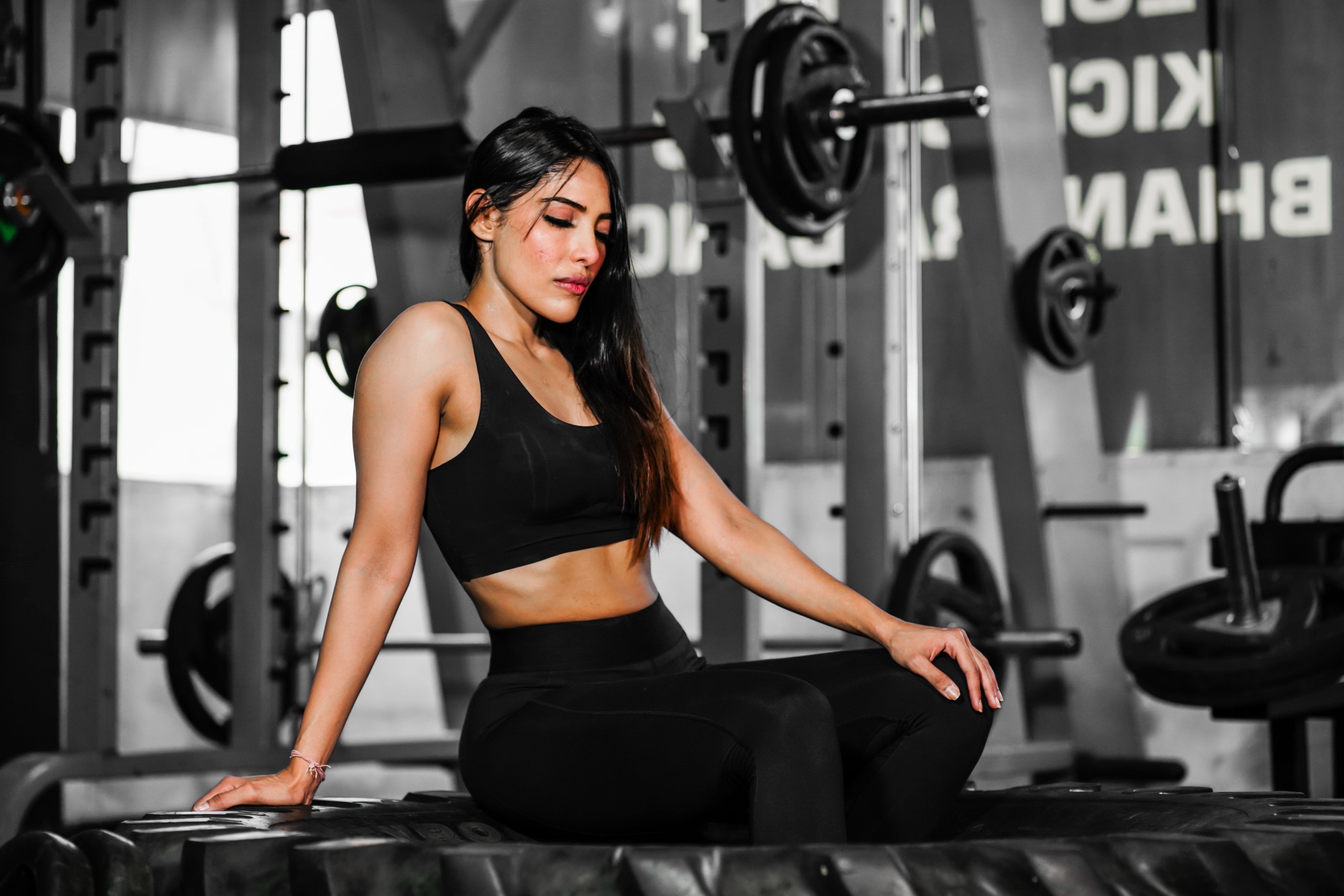 A girl taking rest after workout