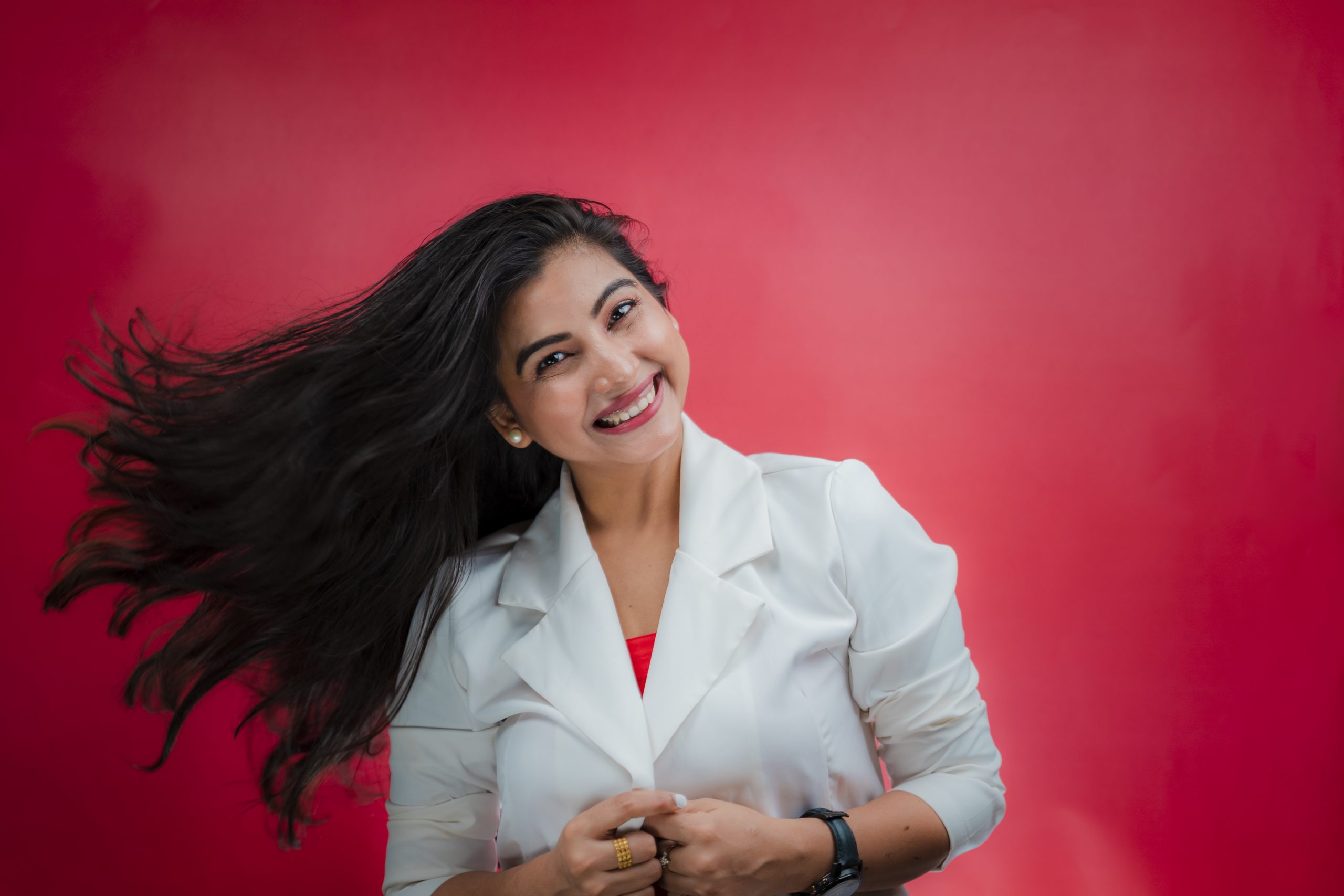 Beautiful girl with hair flying