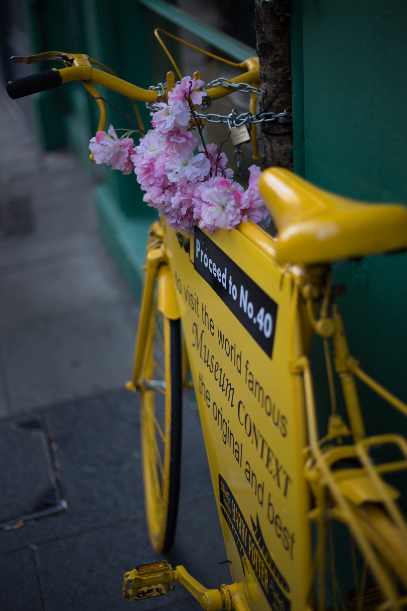 Yellow bicycle as decoration