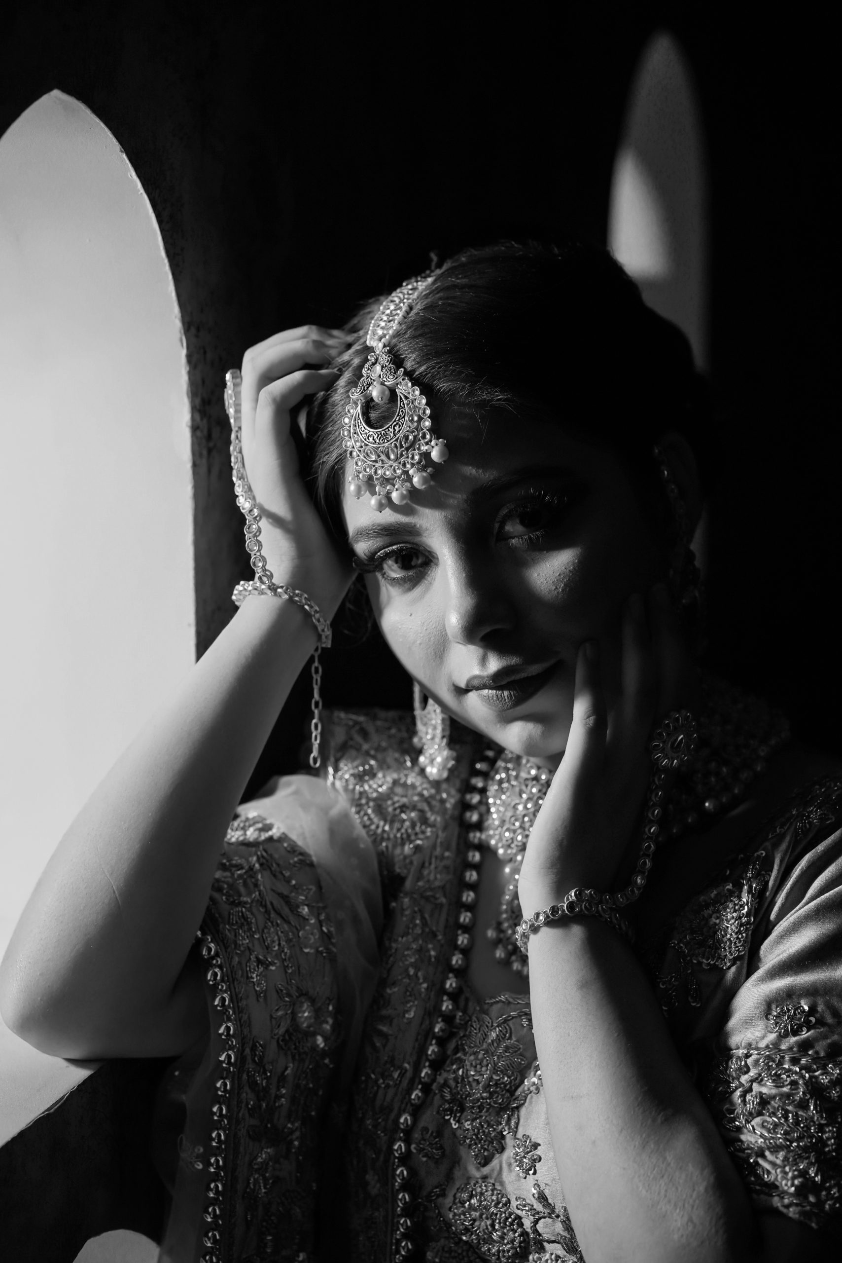 Indian Bride in black and white