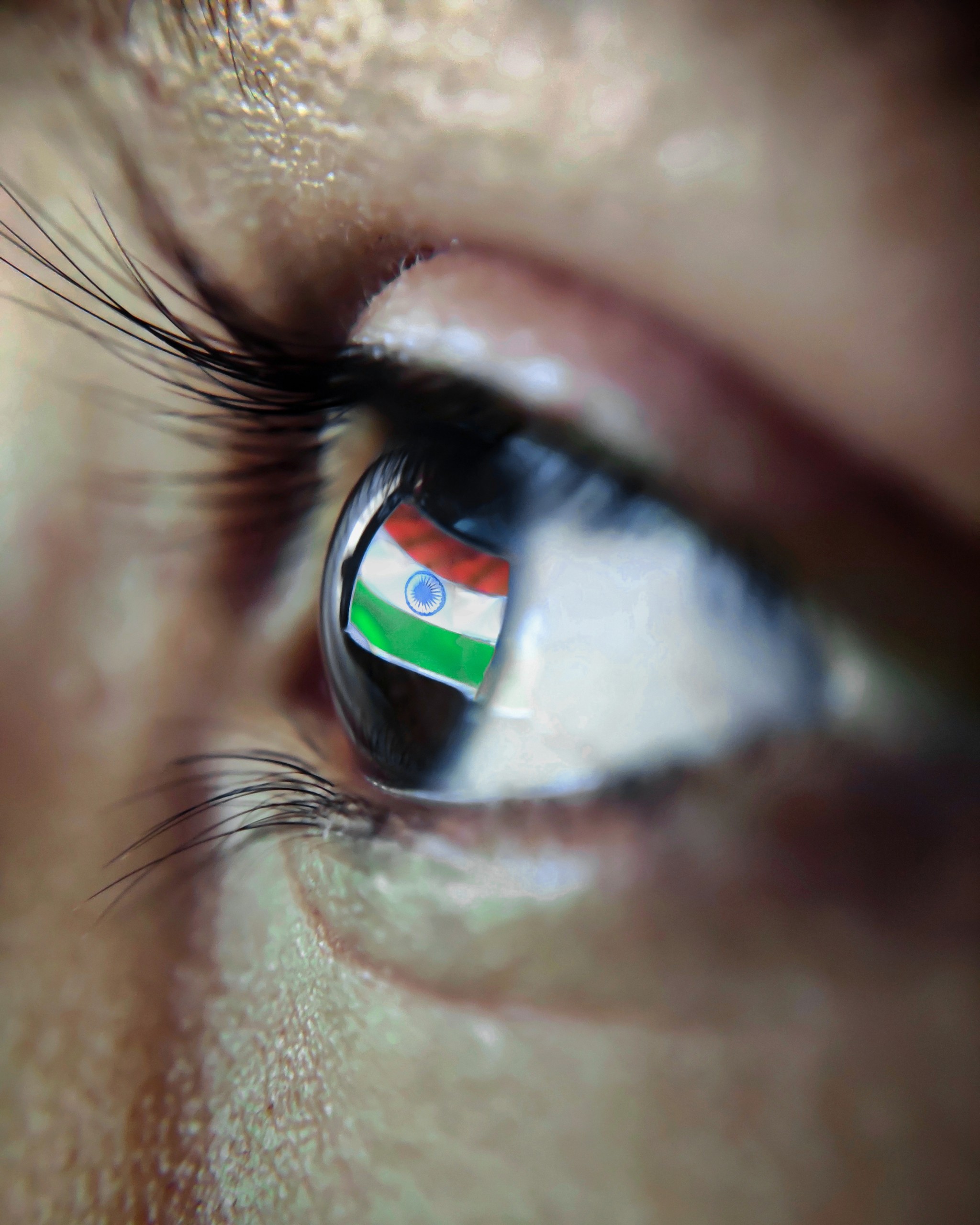 Indian Flag reflection on eye