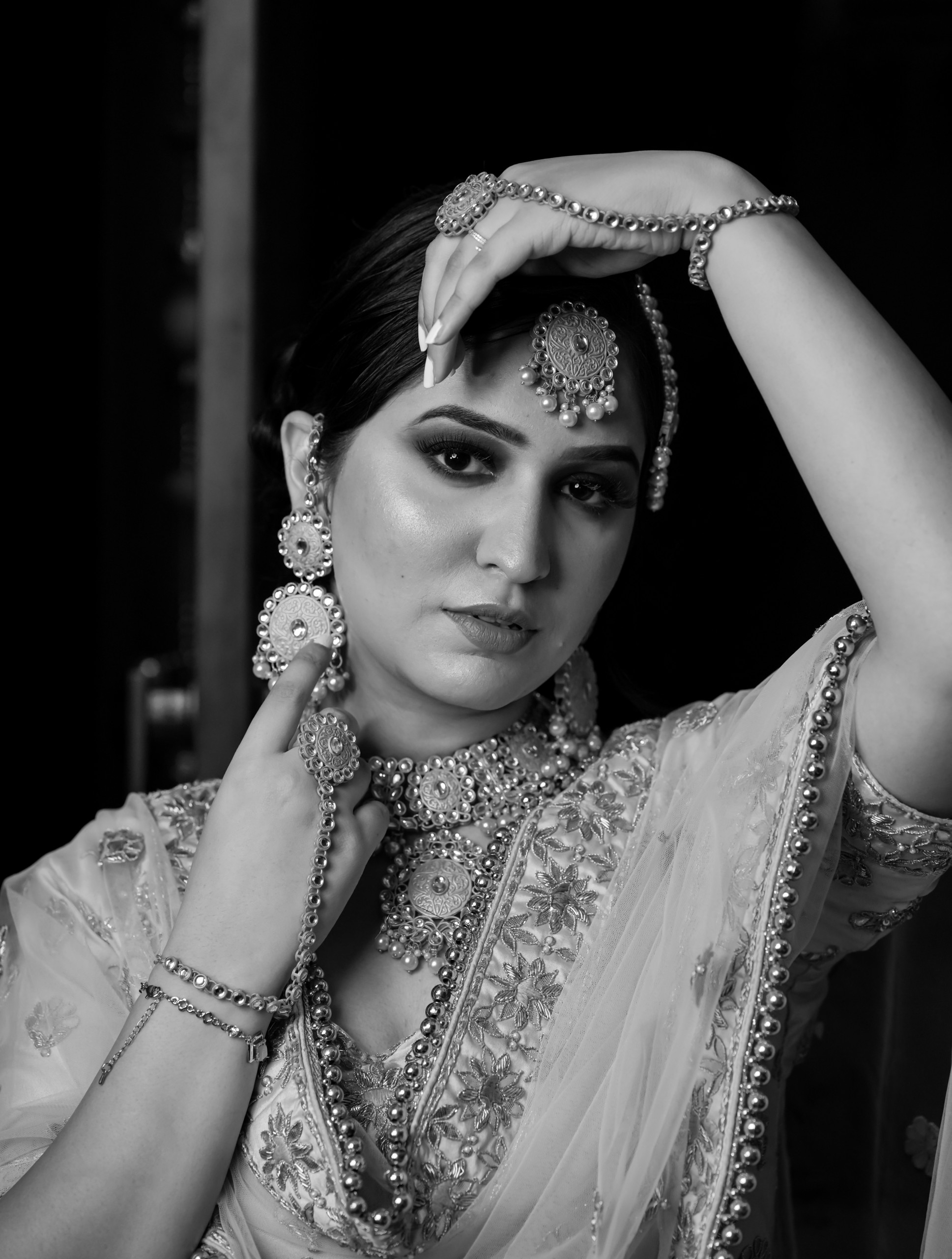 Indian bride in black and white