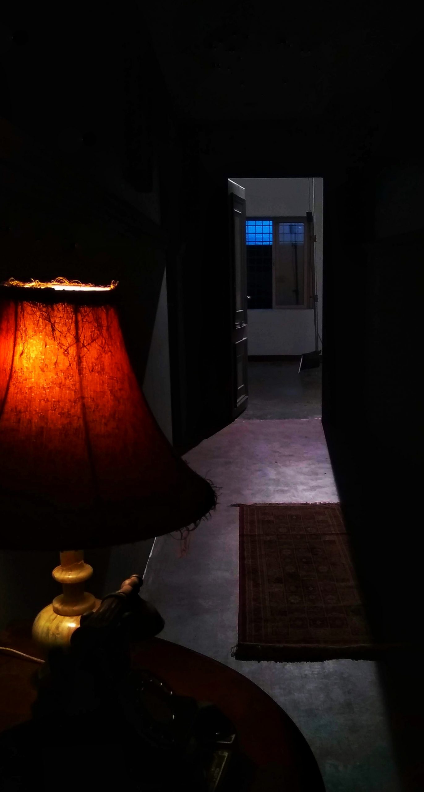 Lamp in a dark room