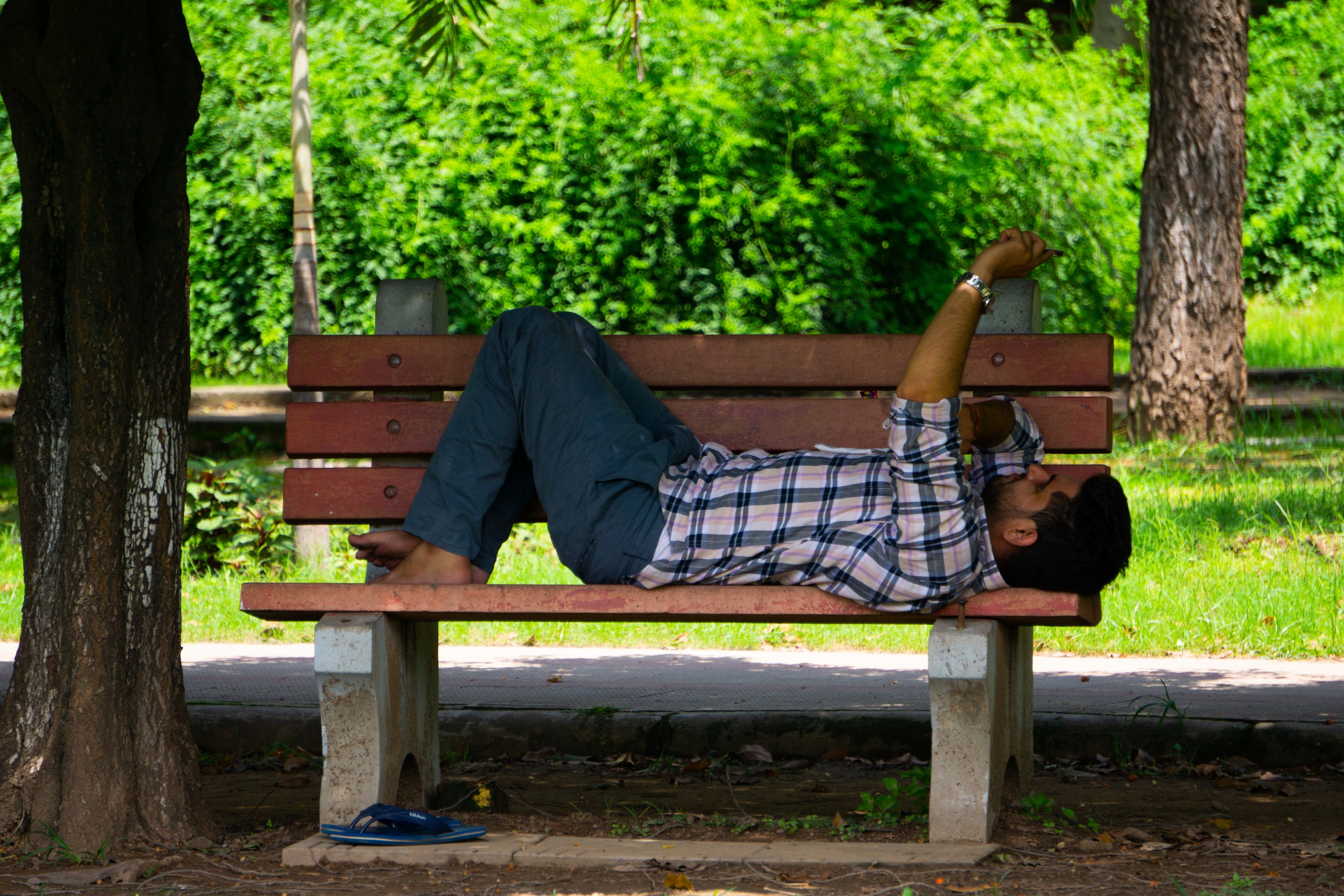 Man relaxing in a park