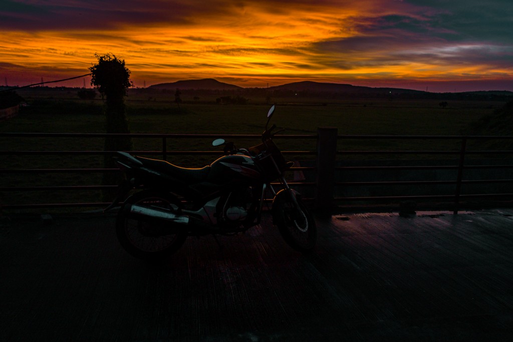 Motorcycle parked during sunset - PixaHive