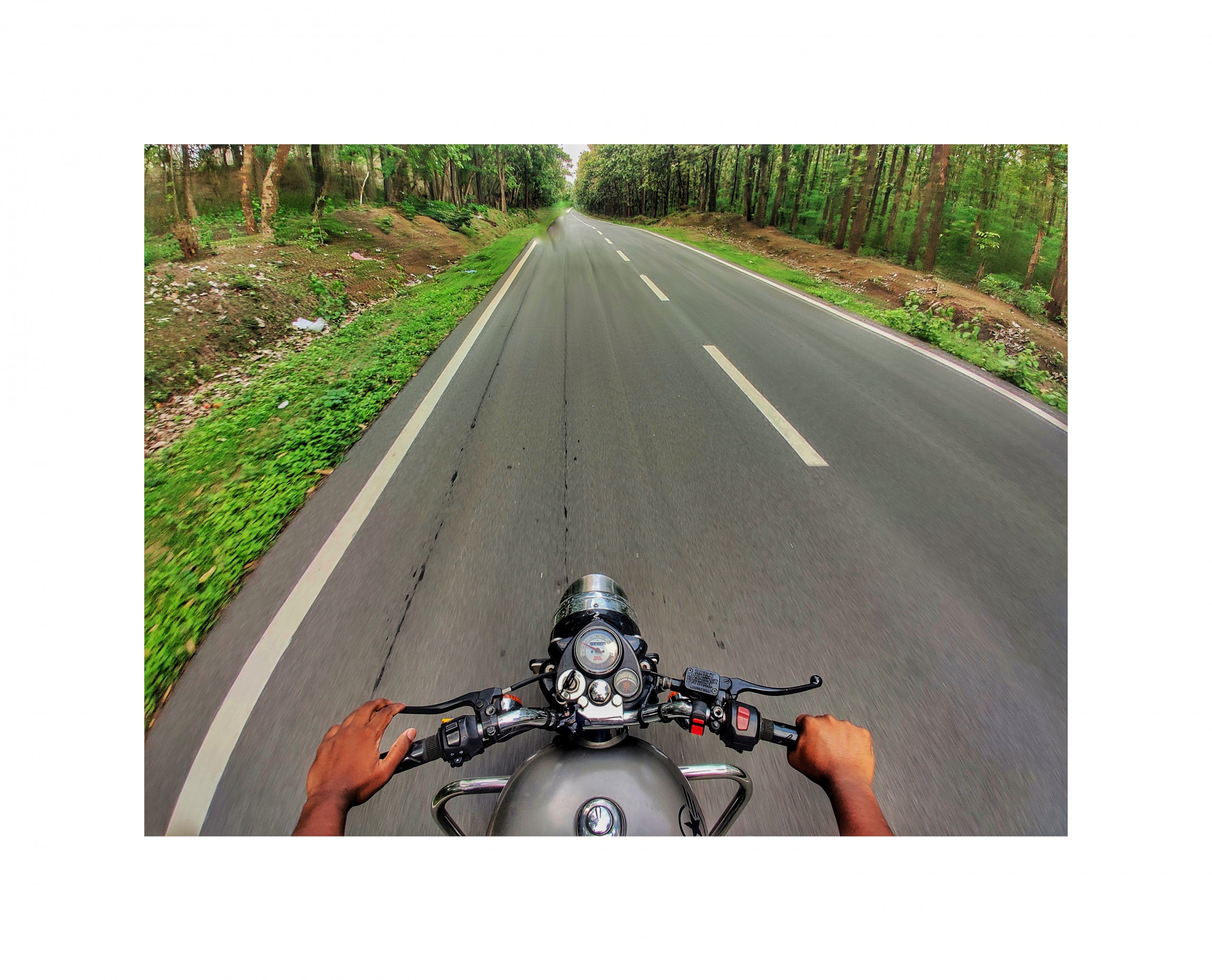 Riding Motorcycle on the Empty Road