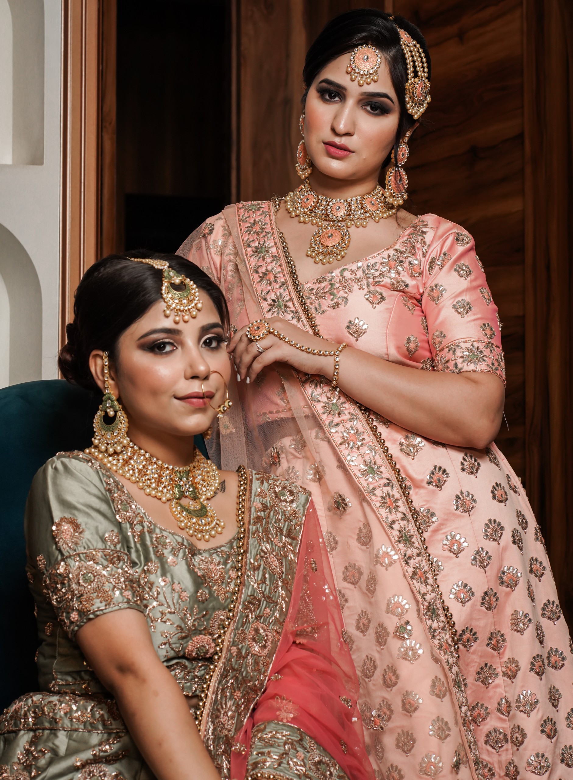 Two Beautiful Indian Model with jewelry and perfect makeup