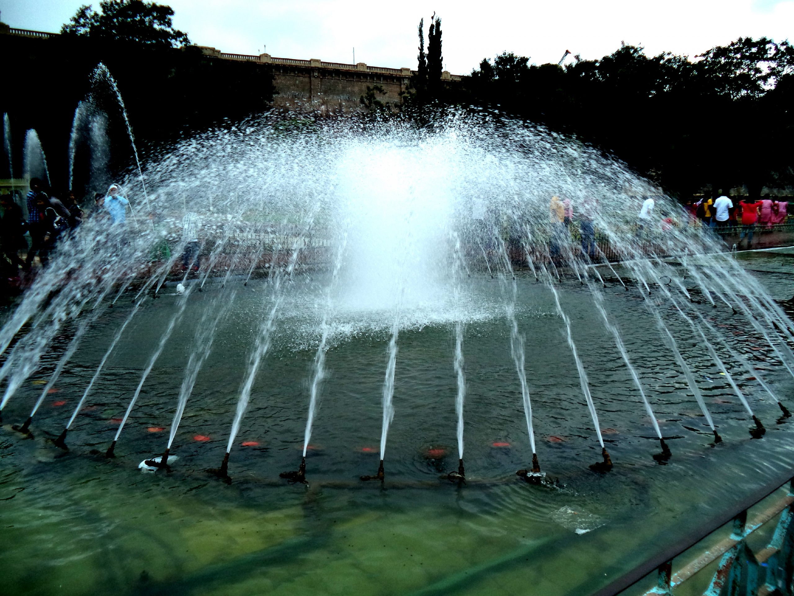 A water fountain in a park