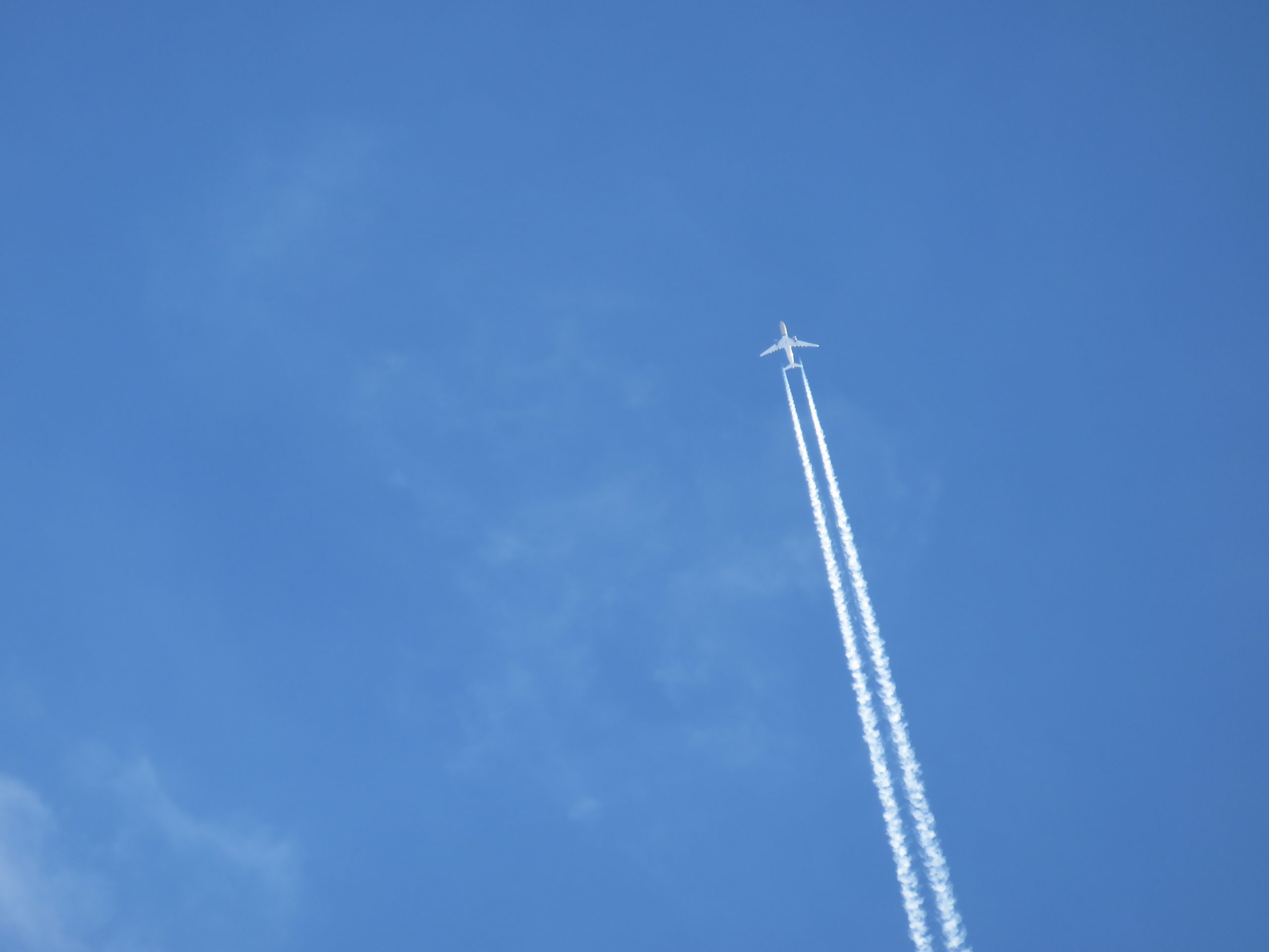 A plane flying at high altitude