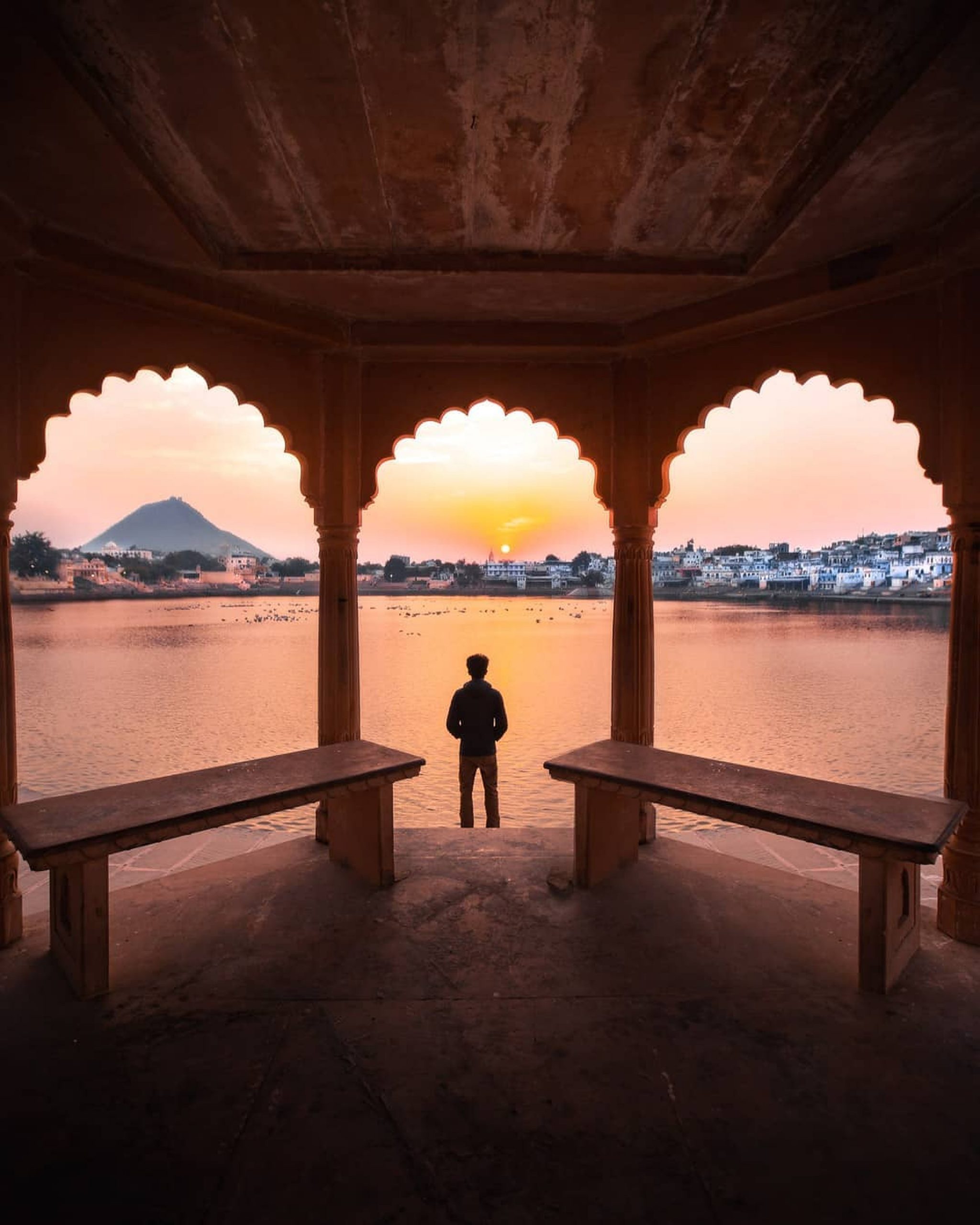 boy looking at the sunset