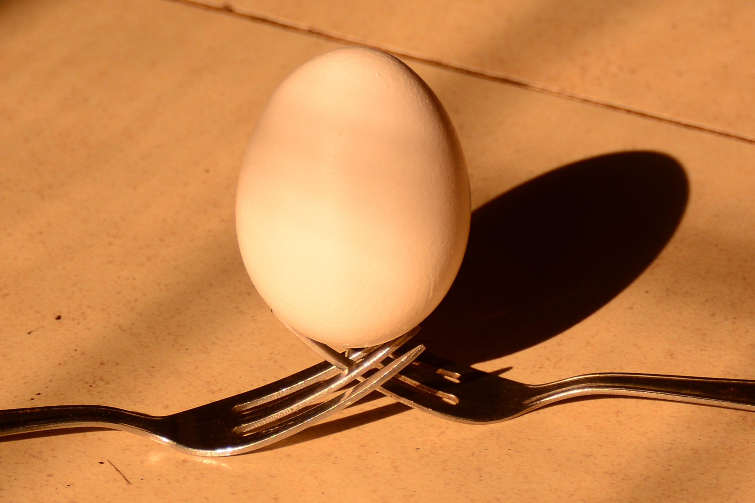 An Egg on fork spoons