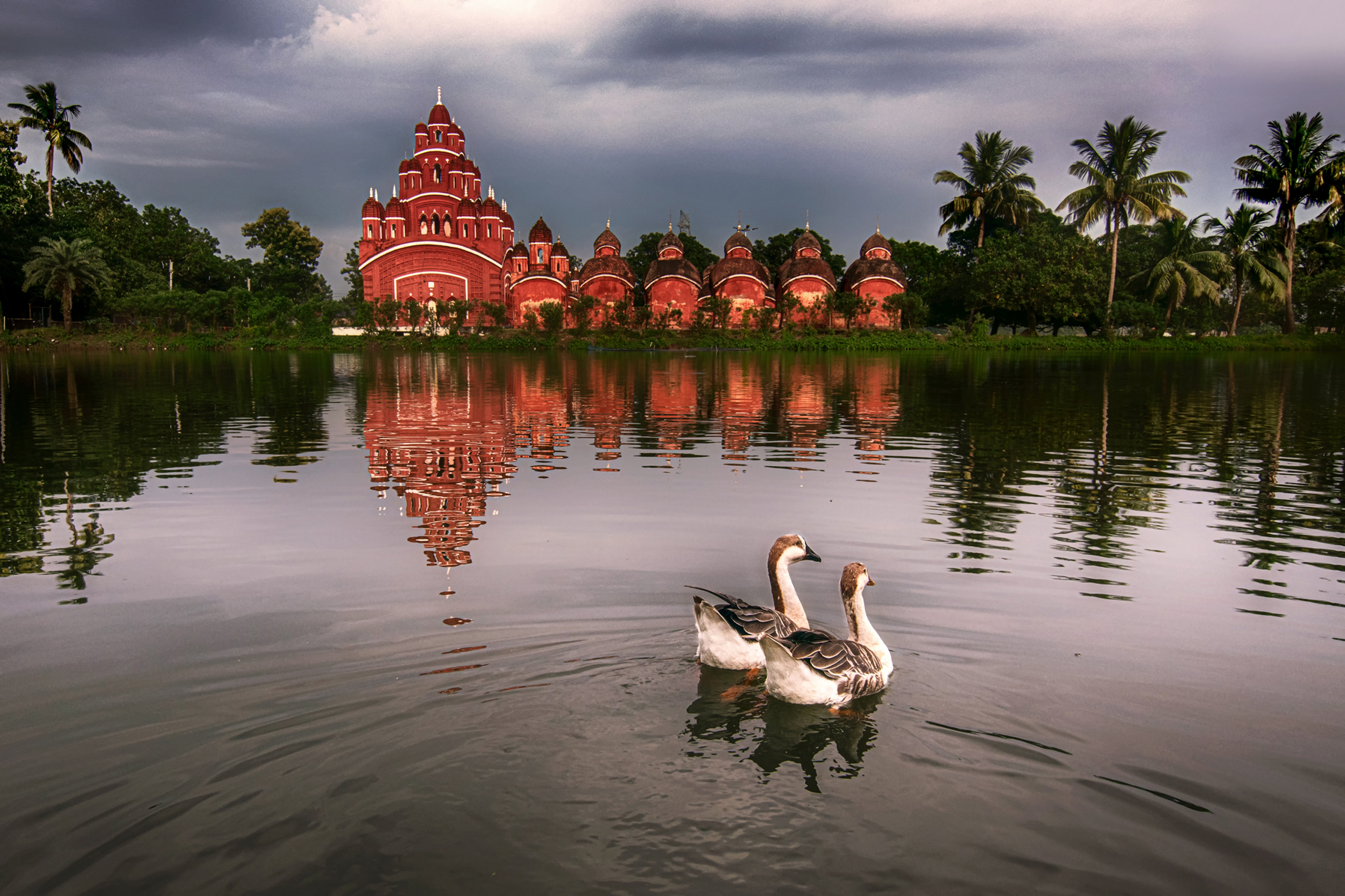 Anondomoyee Kali Temple across the lake.