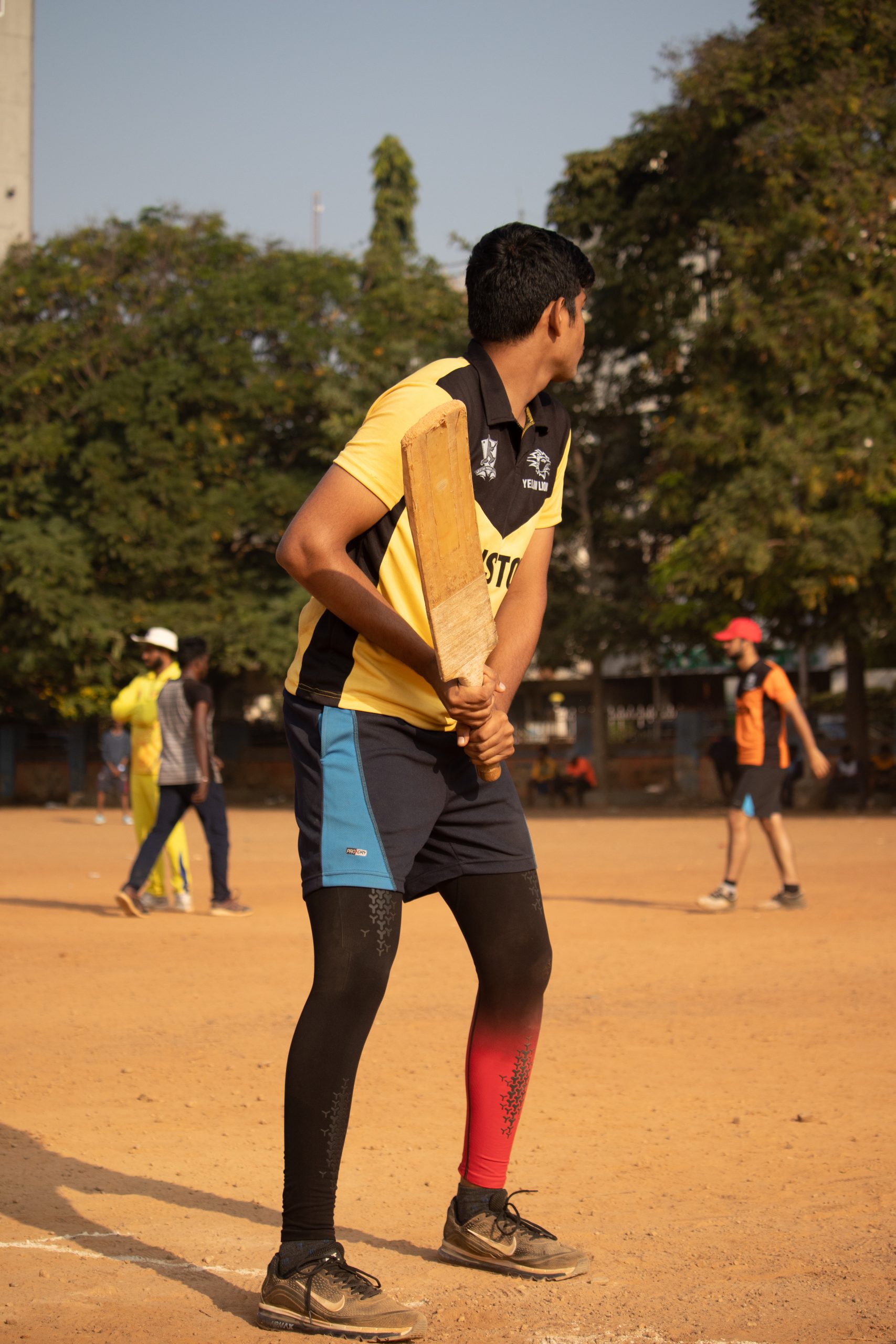 Batsman practicing before match