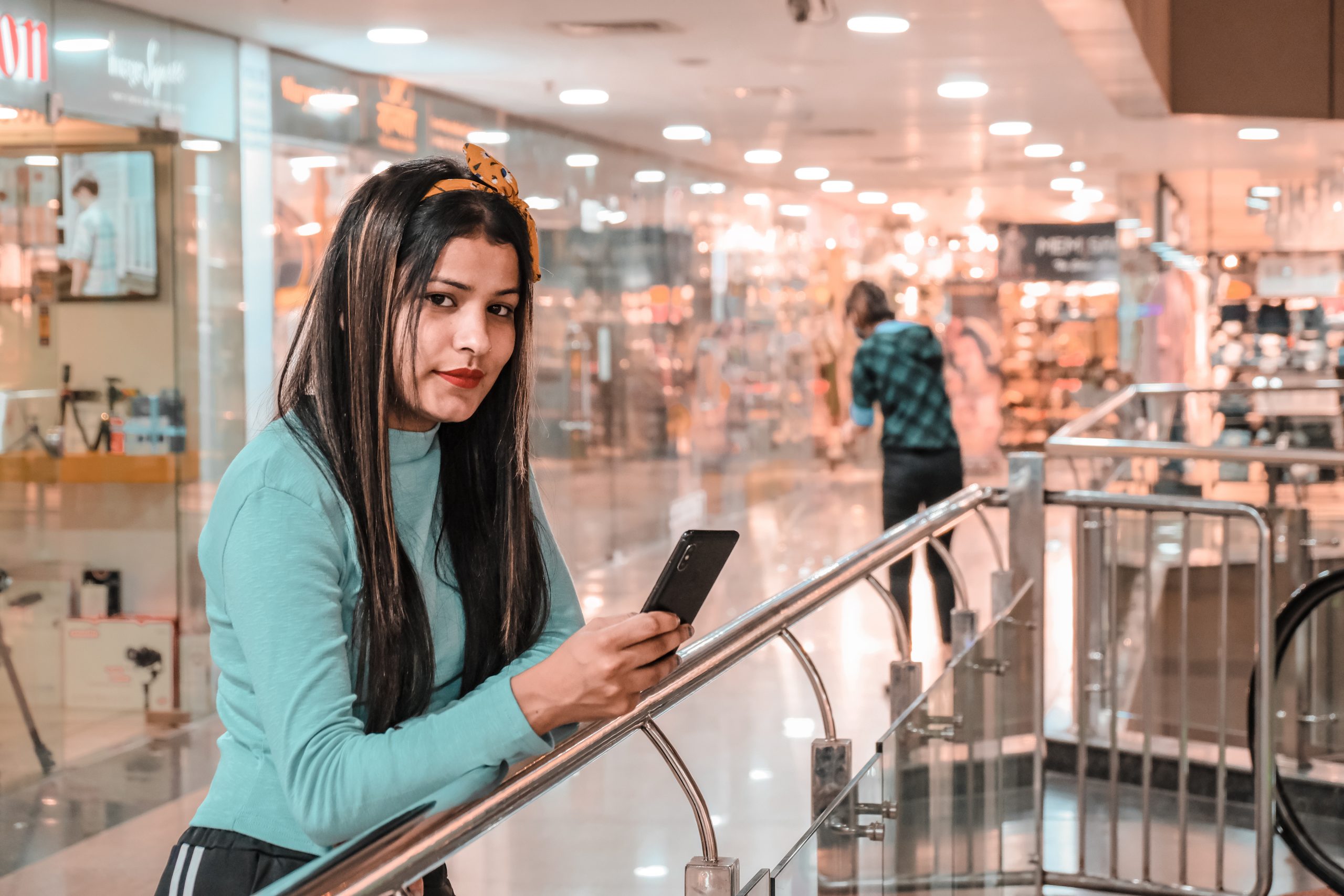 An Indian model in shopping complex