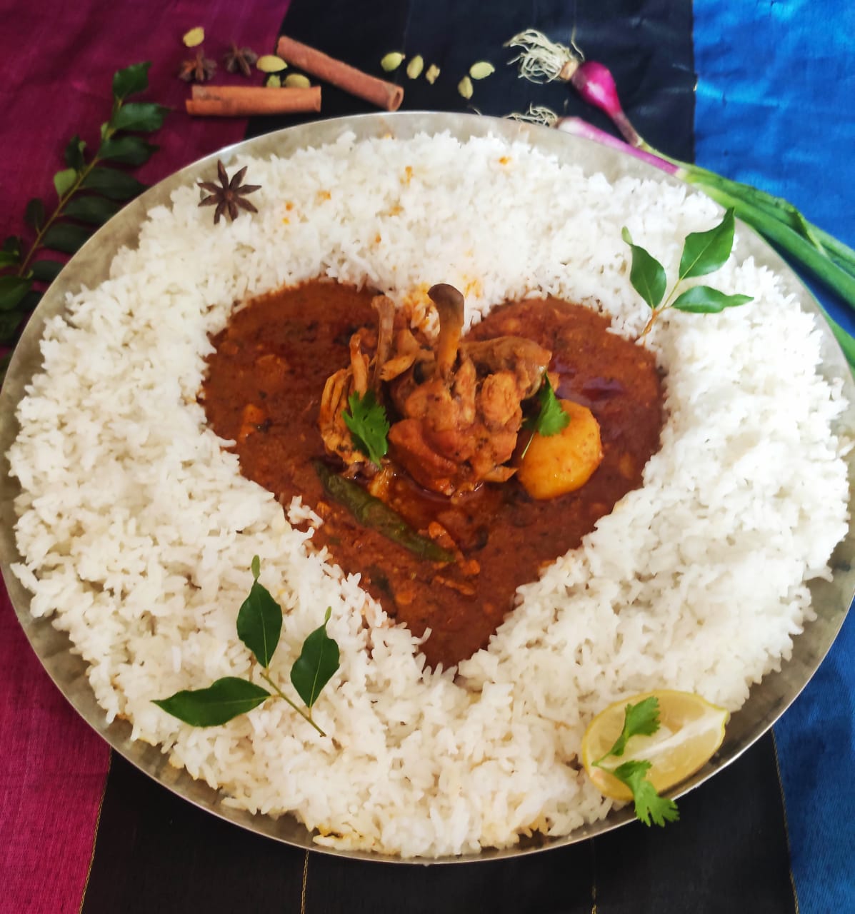 Bengali chicken curry plate