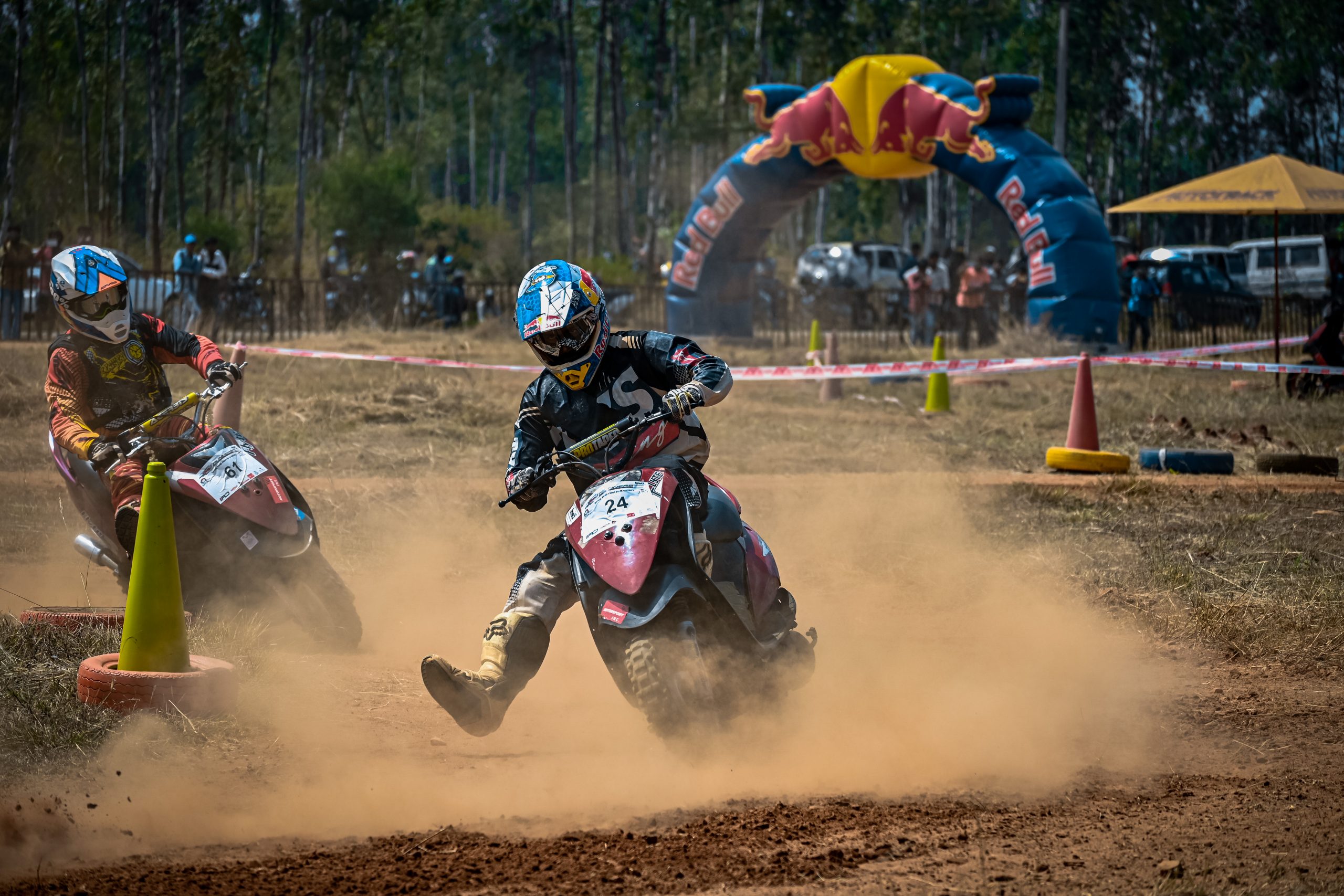 Bike racing in dirt road