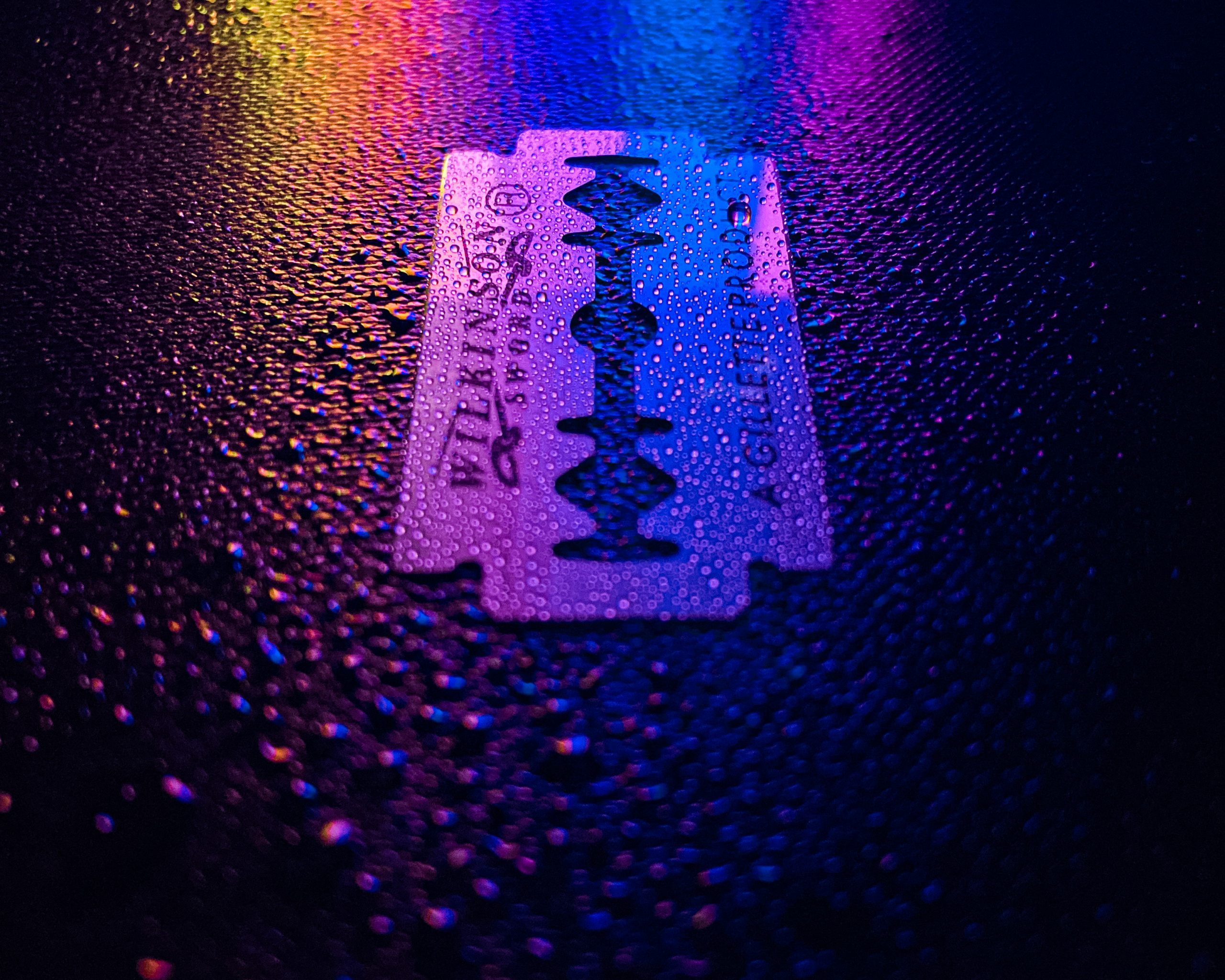 A colorful shot of men's grooming blade .