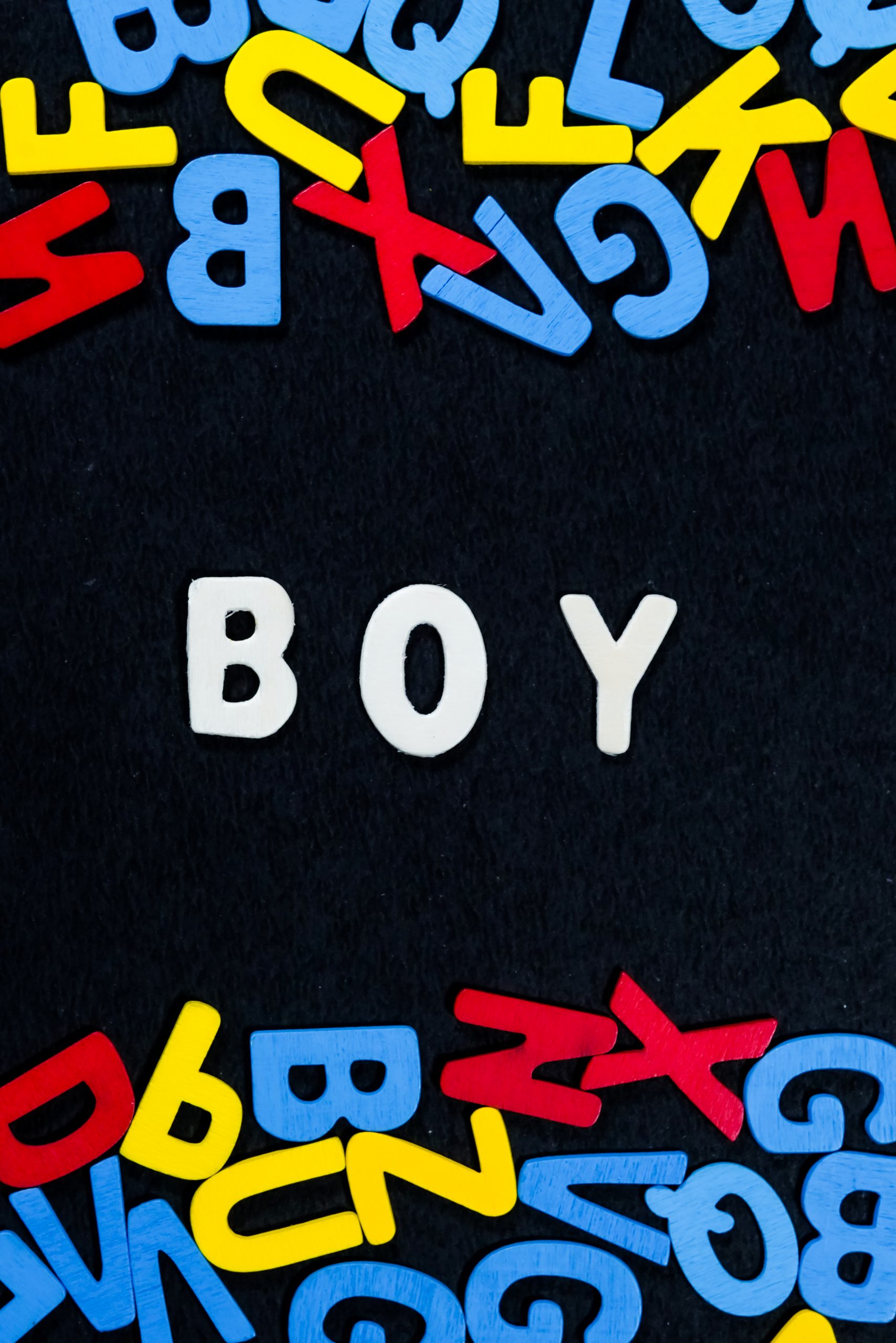 Boy written with scrabble