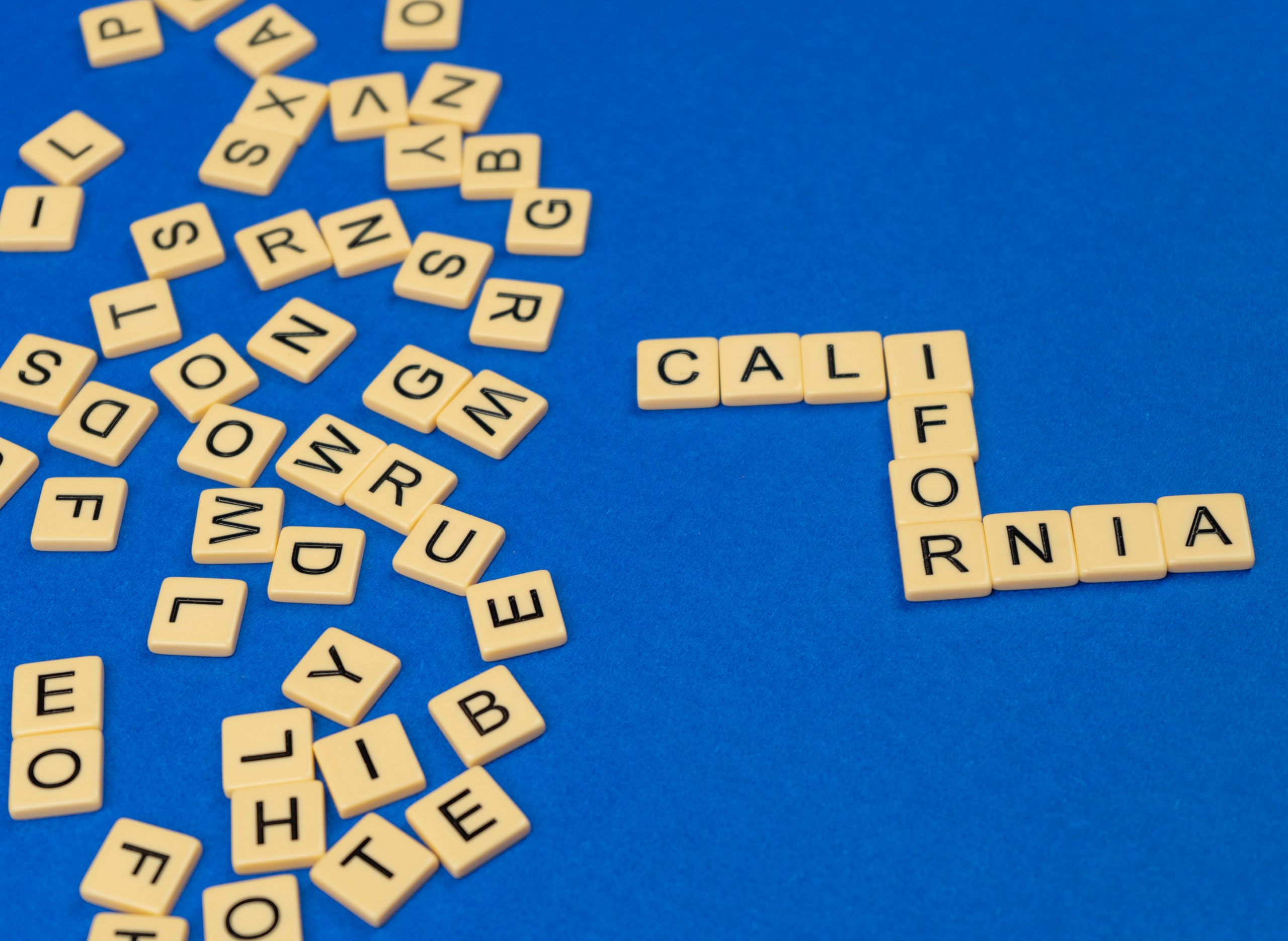 California written on scrabble