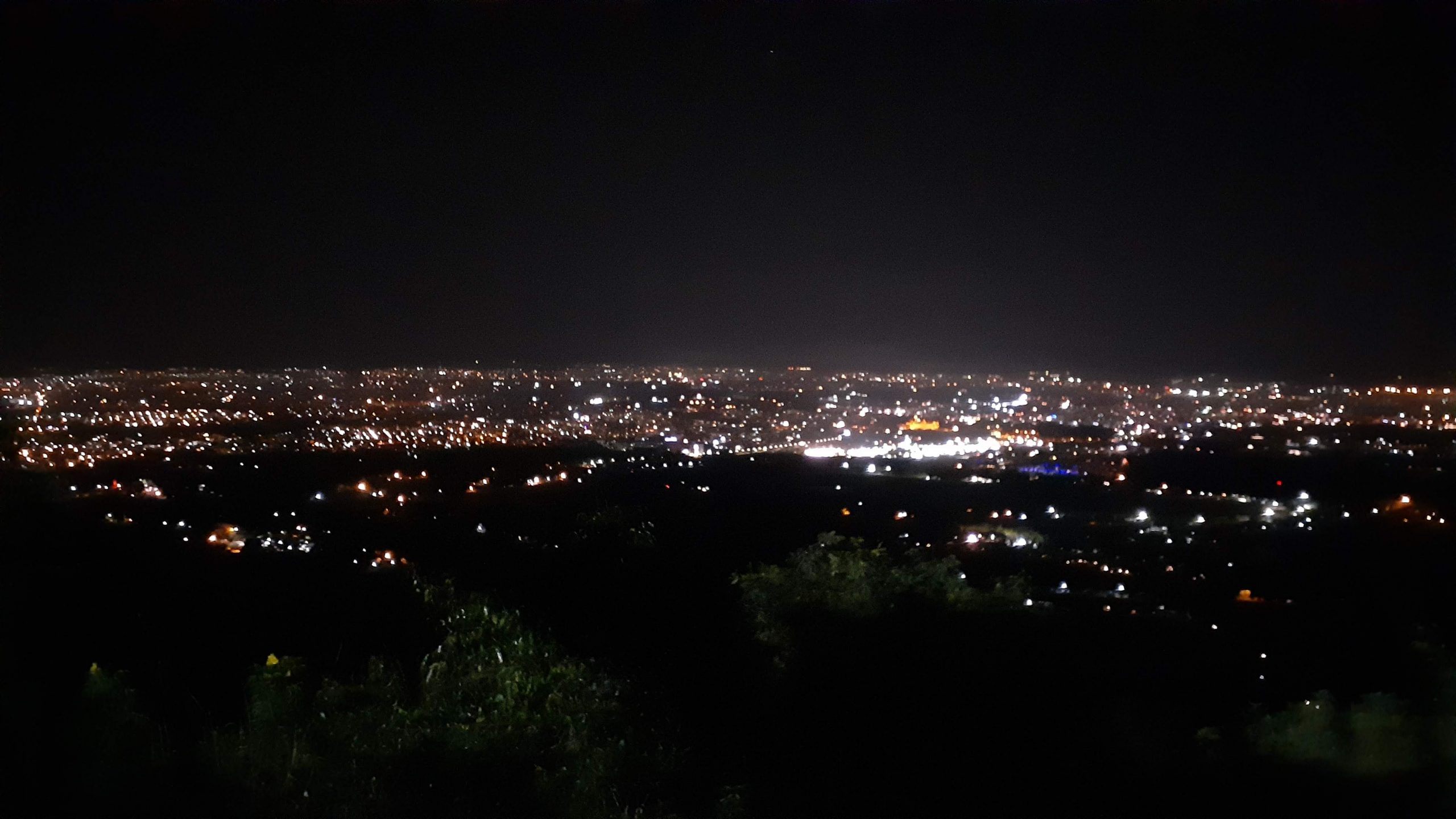 View of city at night
