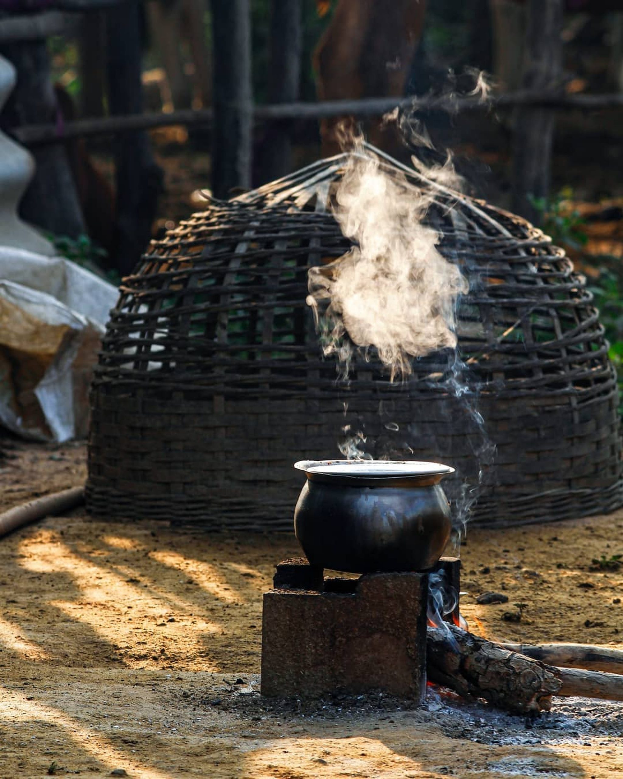 Clay stove in a village