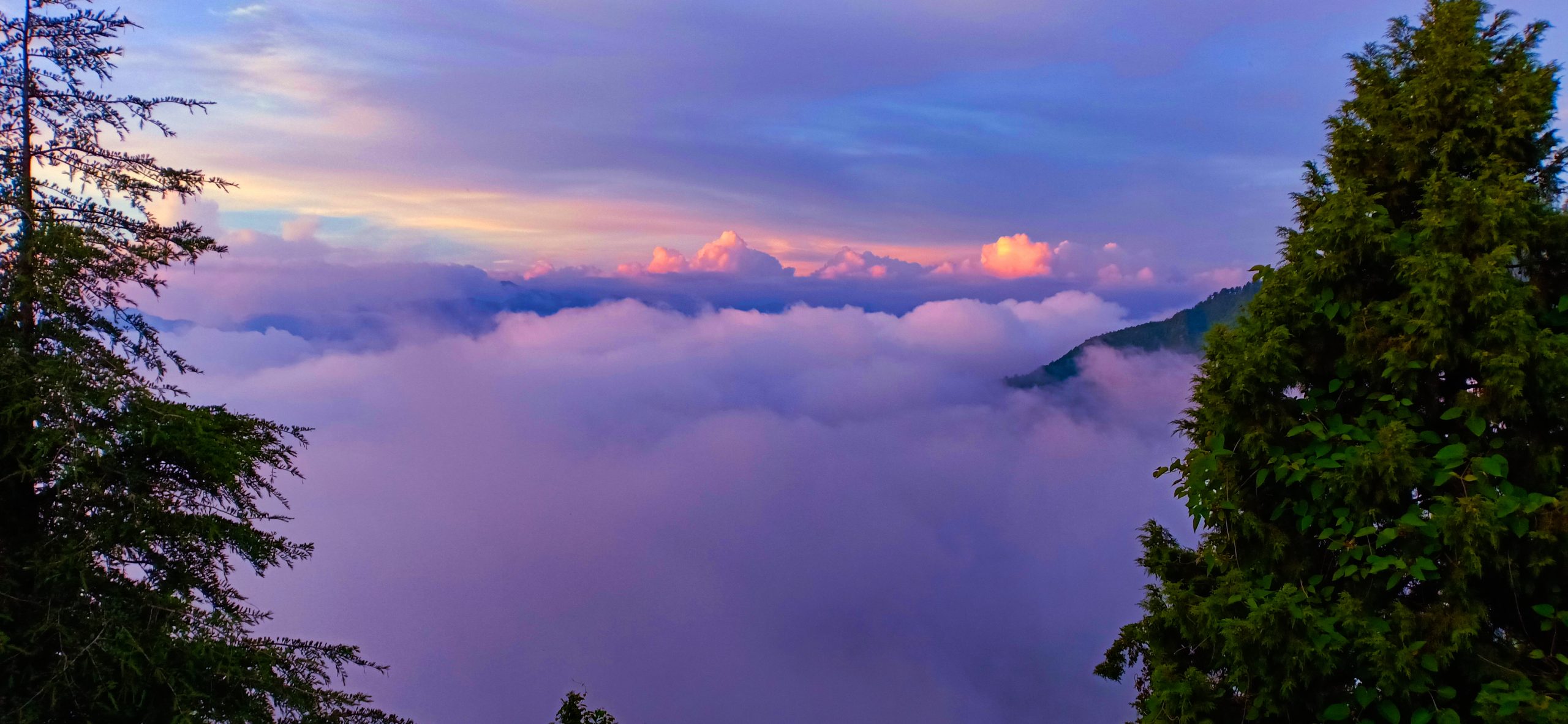 Clouds over Mussoorie mountains