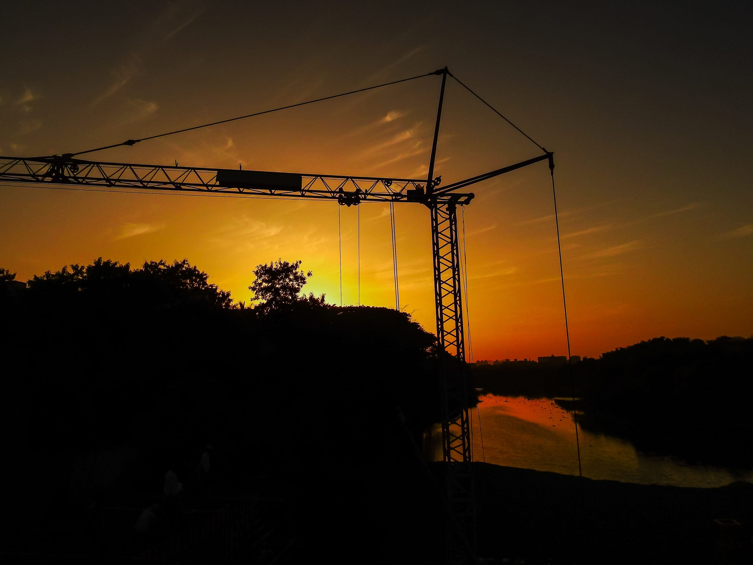 Construction site during sunset