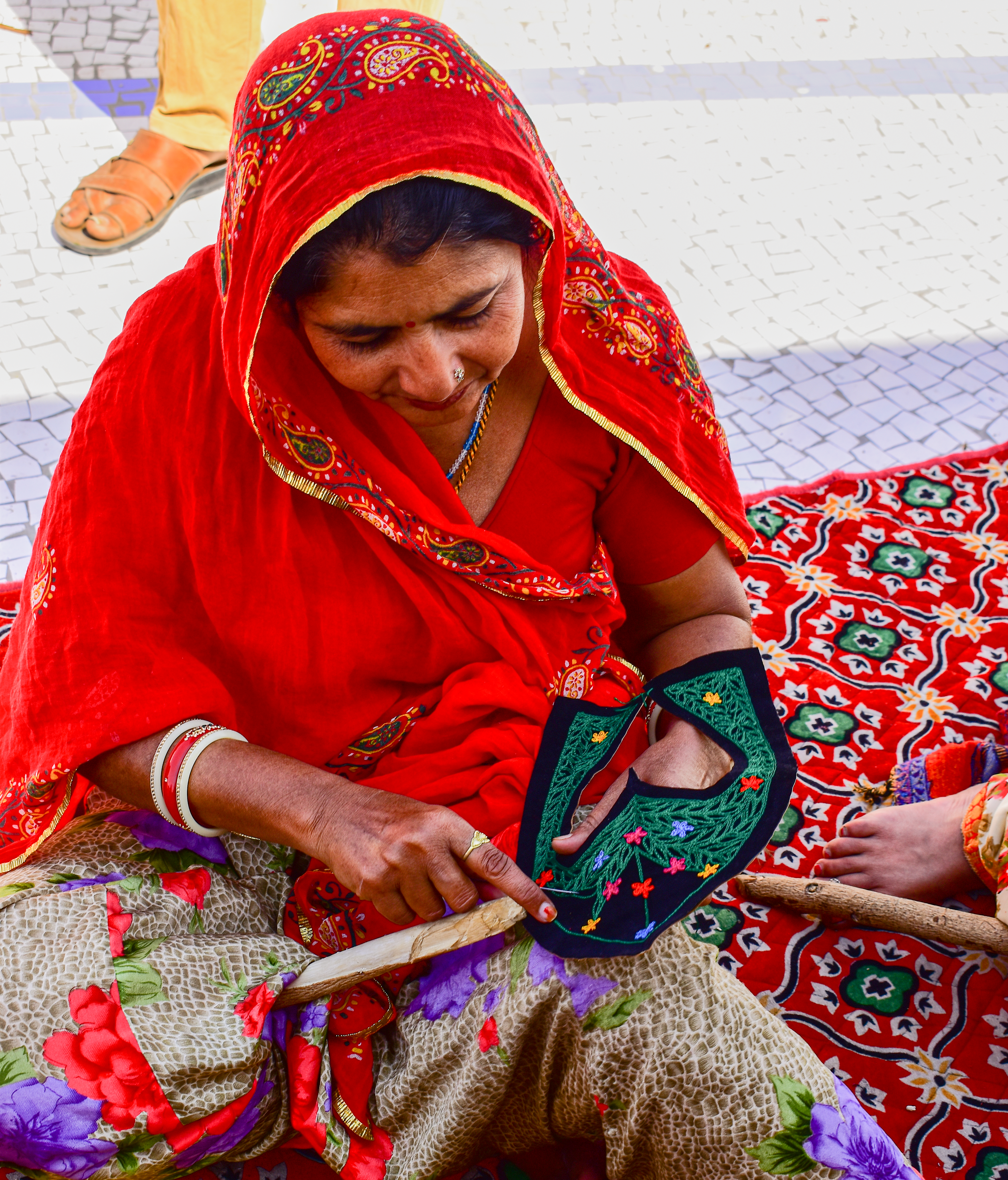 Female Indian Artisan Embroidery