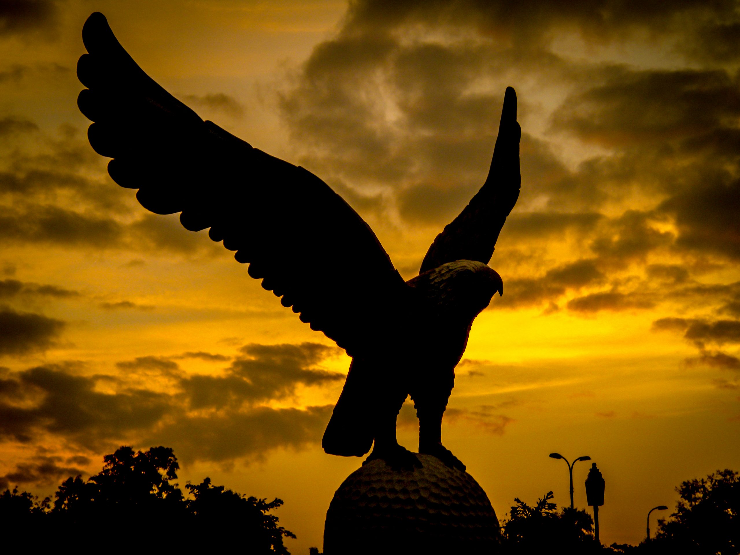 Eagle statue at sunset in Bangalore