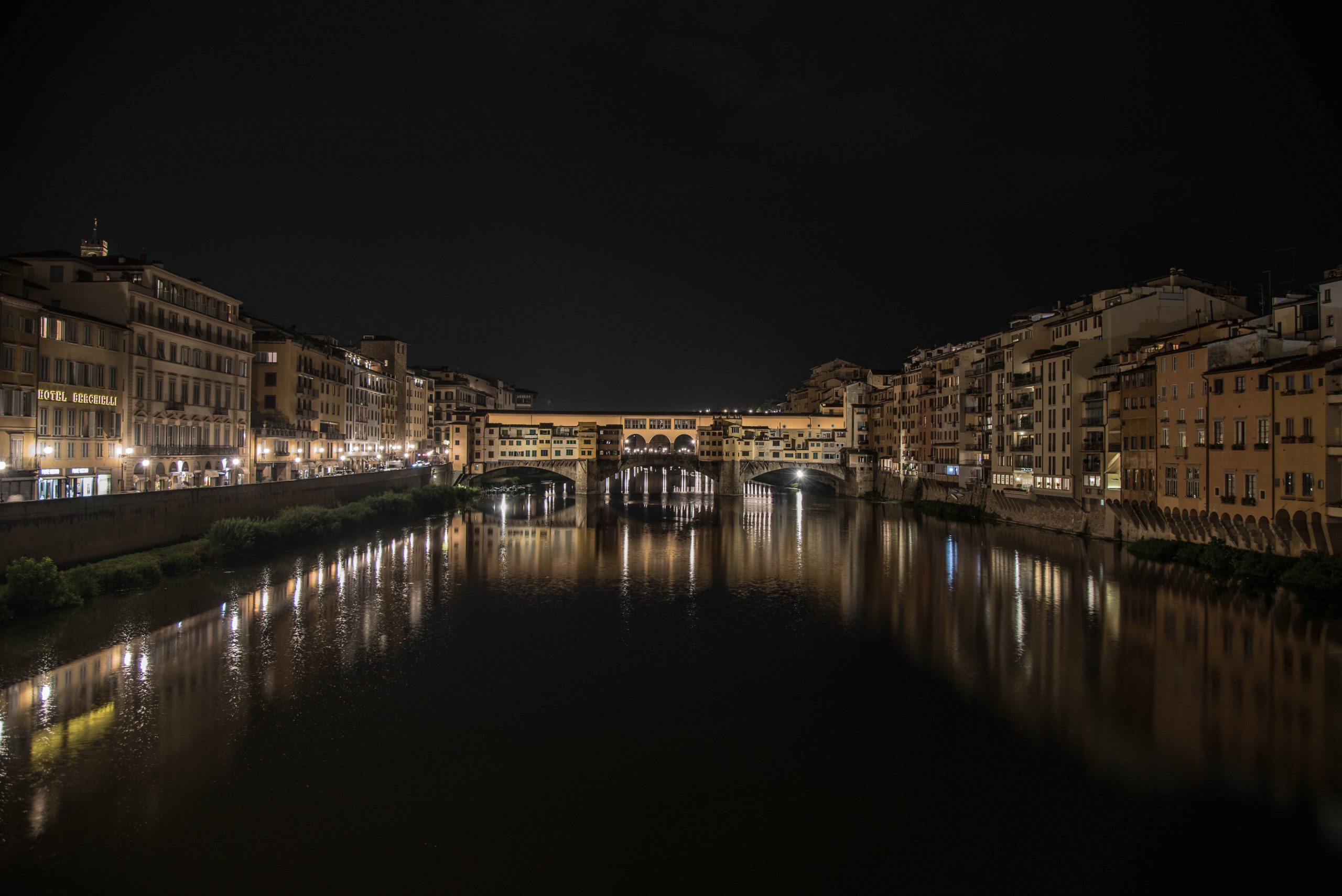 Golden Bridge of Florence city at night