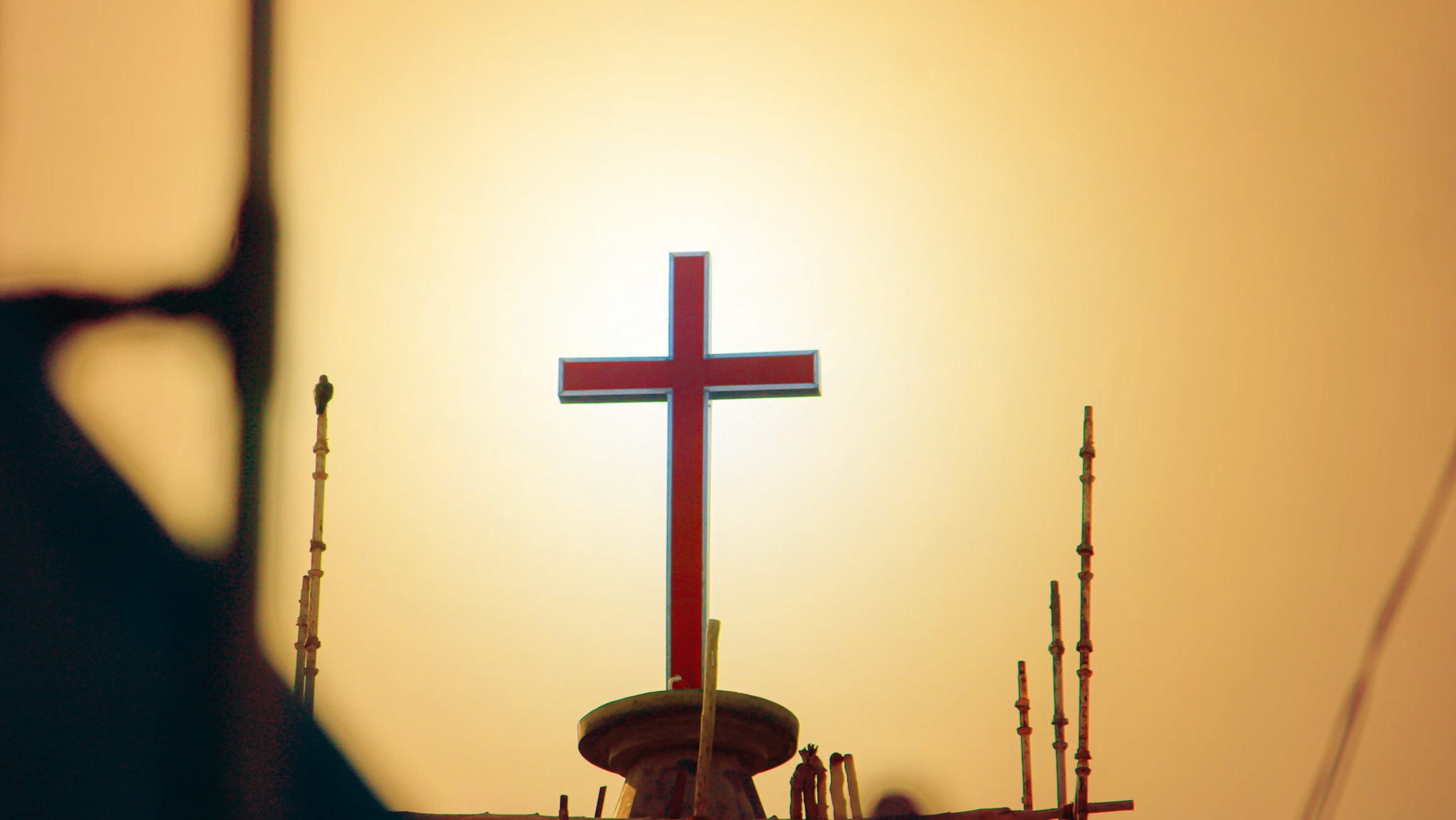 Crucifix on a platform