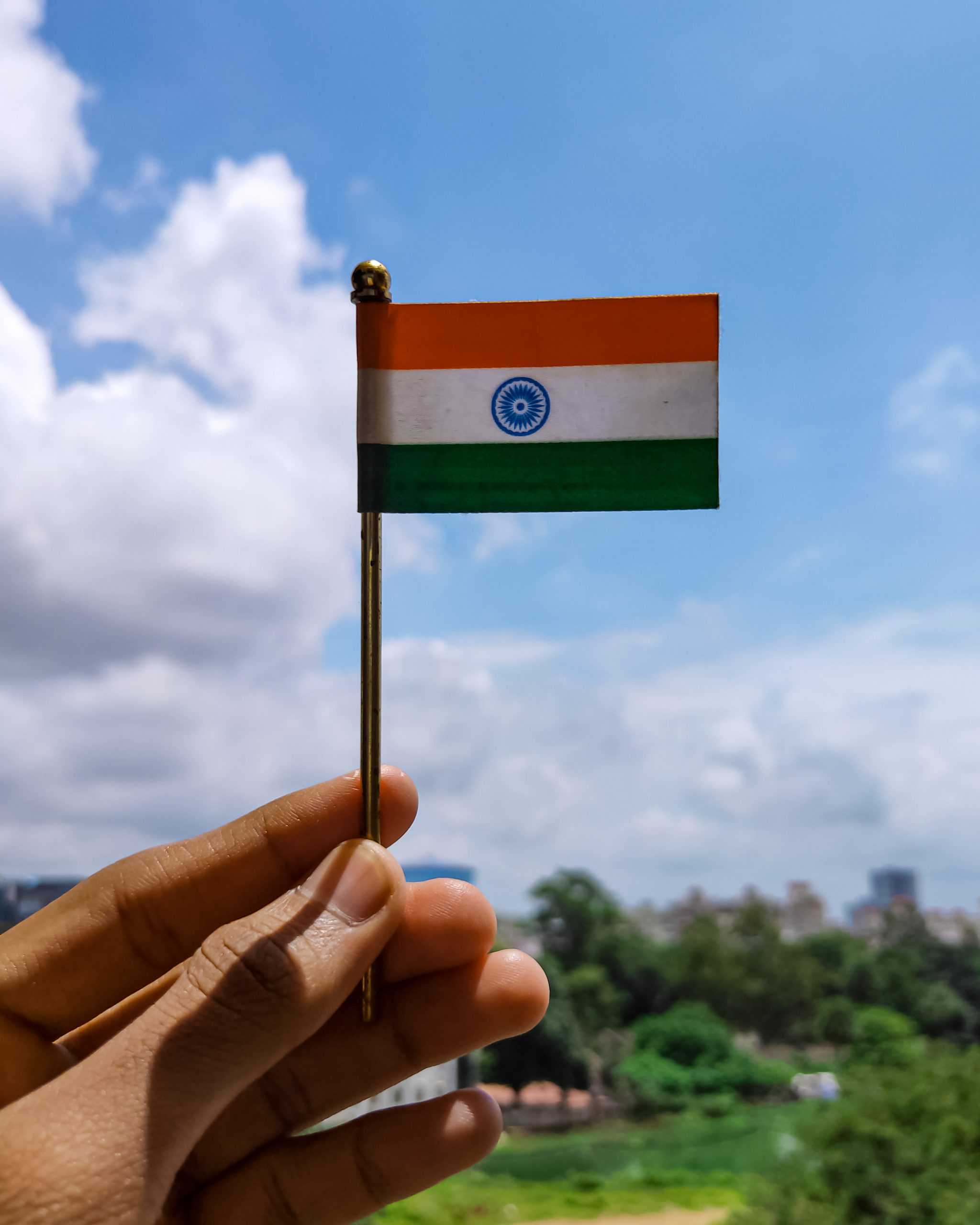 Holding Indian flag in hand