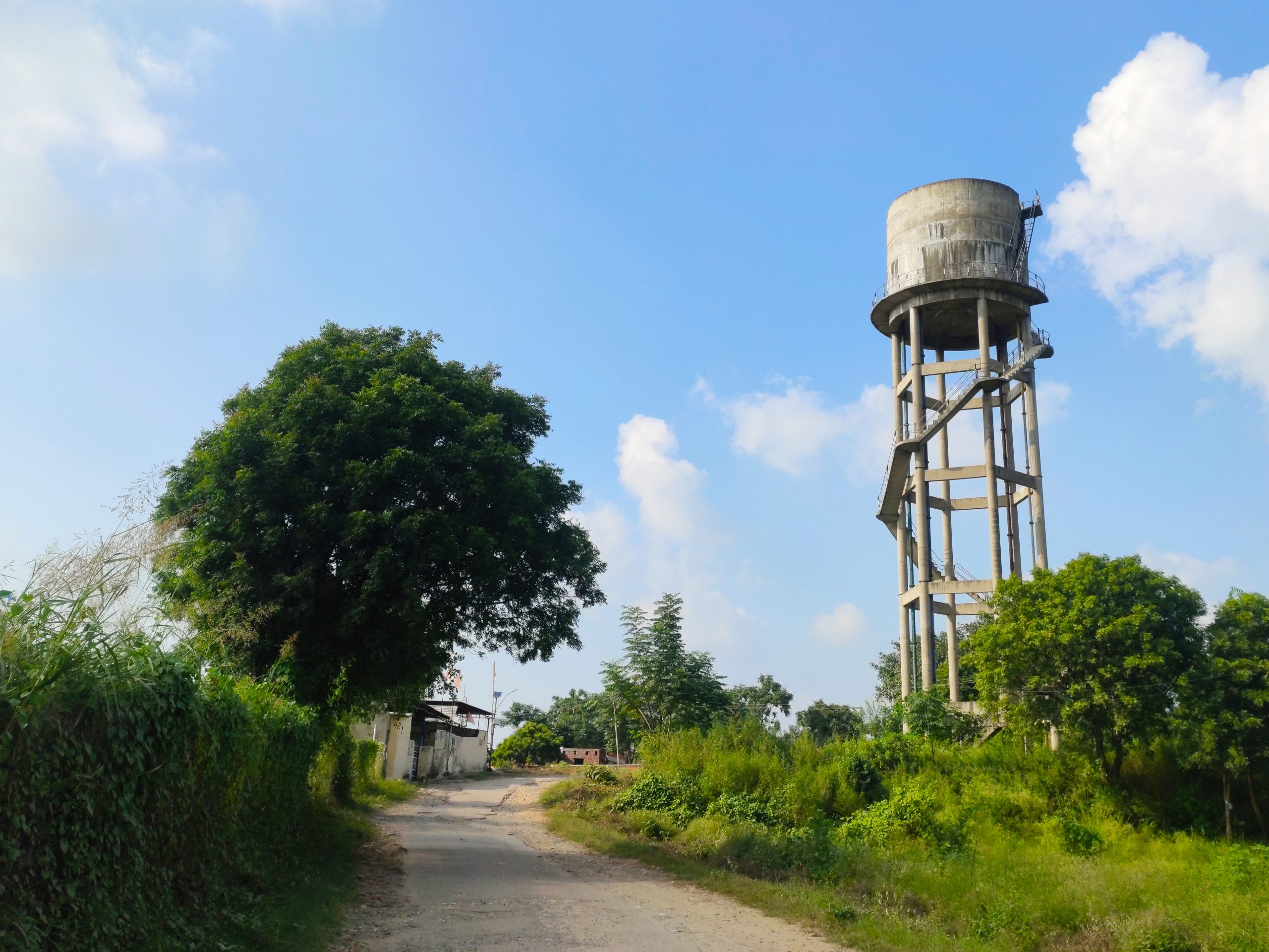 Huge water tank in a village