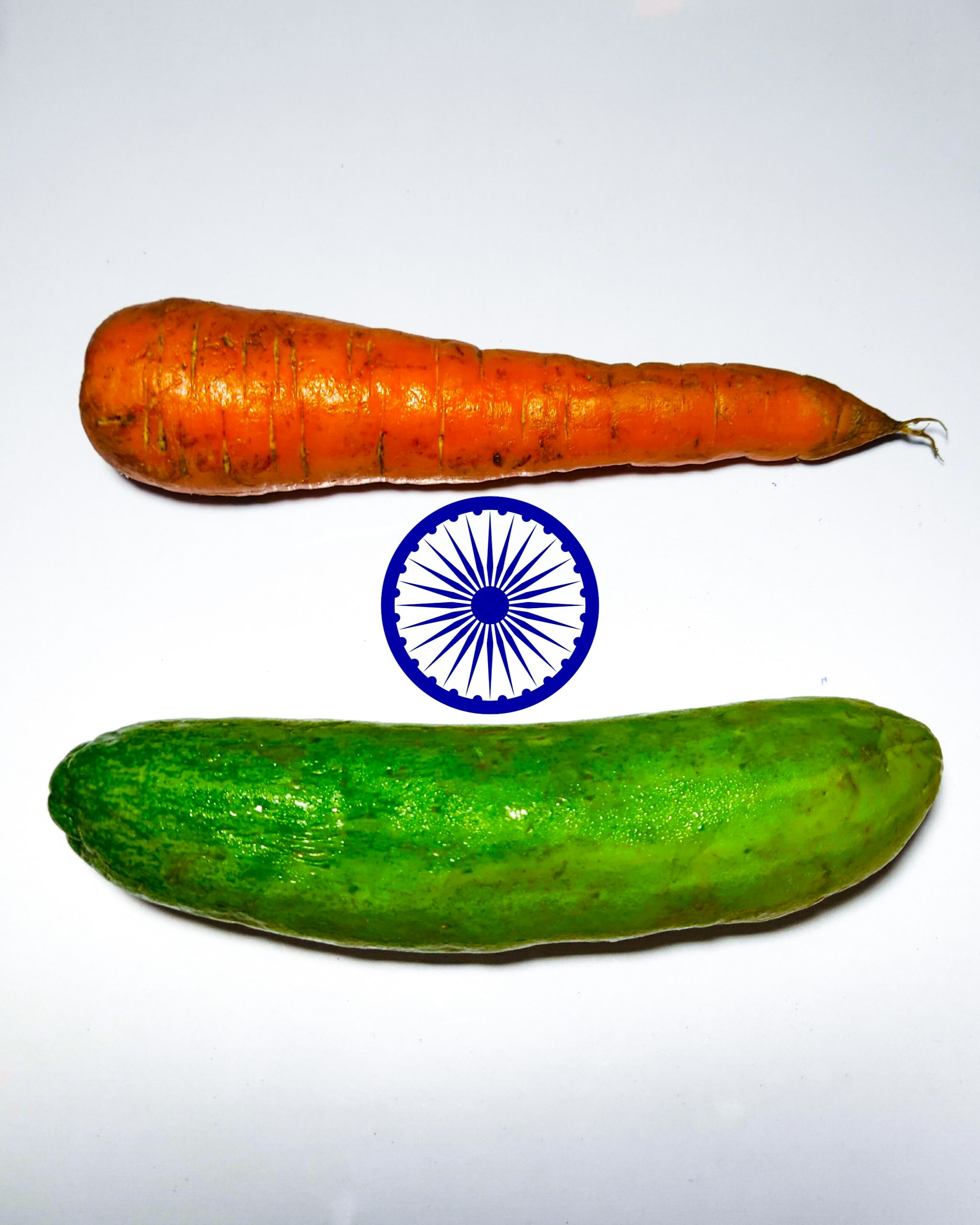 Vegetables representing the colors of the Flag of India