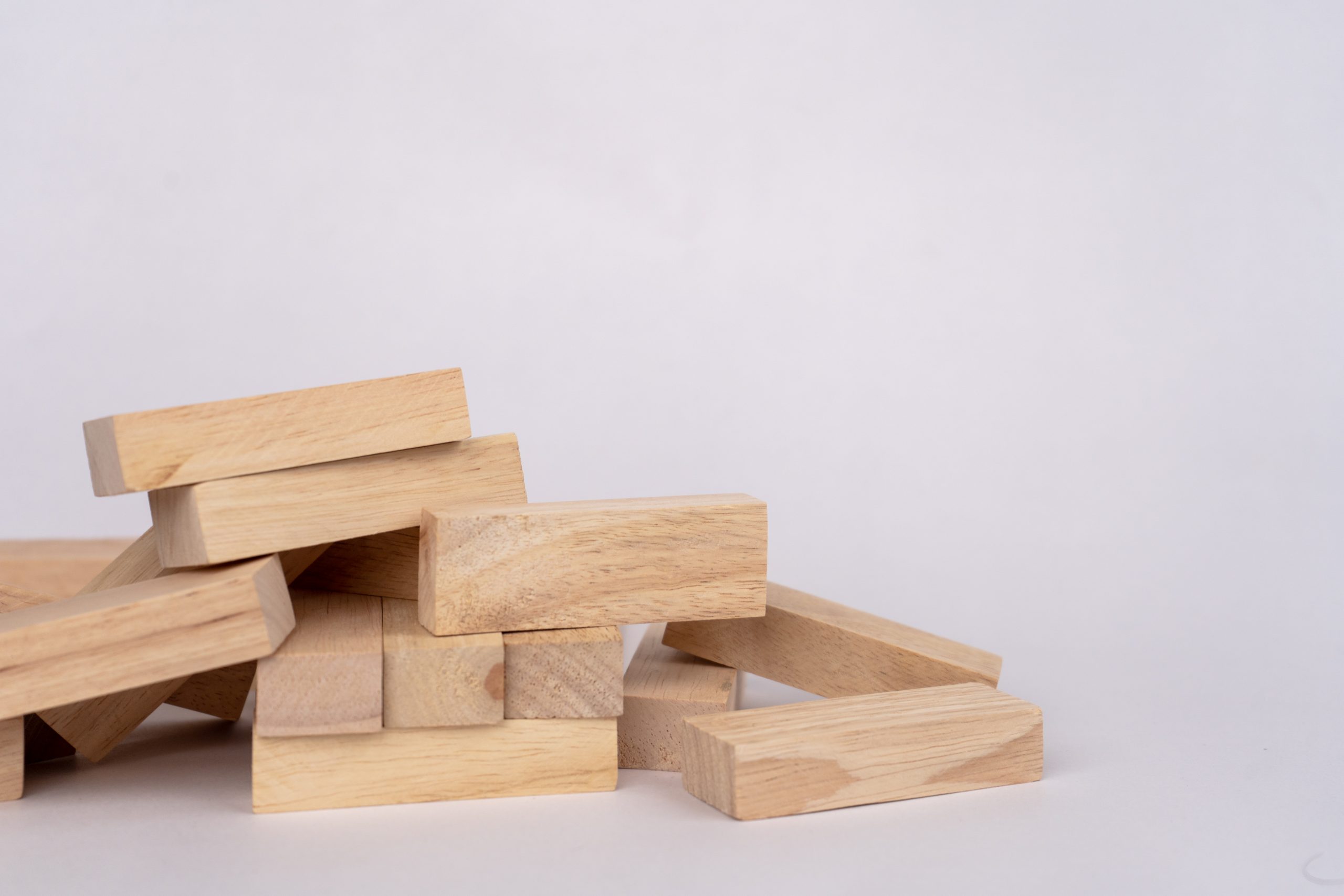 Jenga pieces on ground