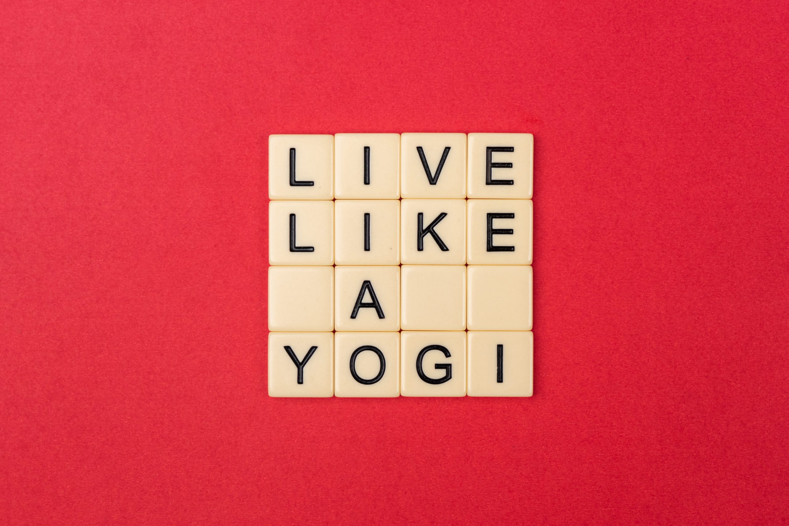 Live like a yogi written on scrabble