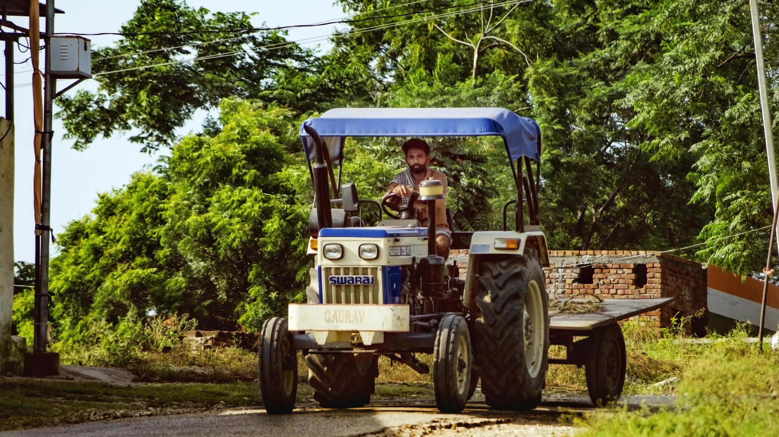 Man driving tractor