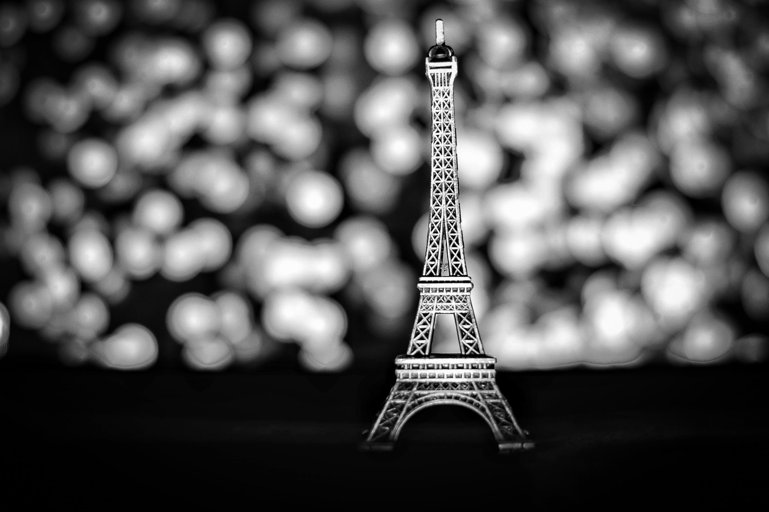 Mini Eiffel Tower on Black and White