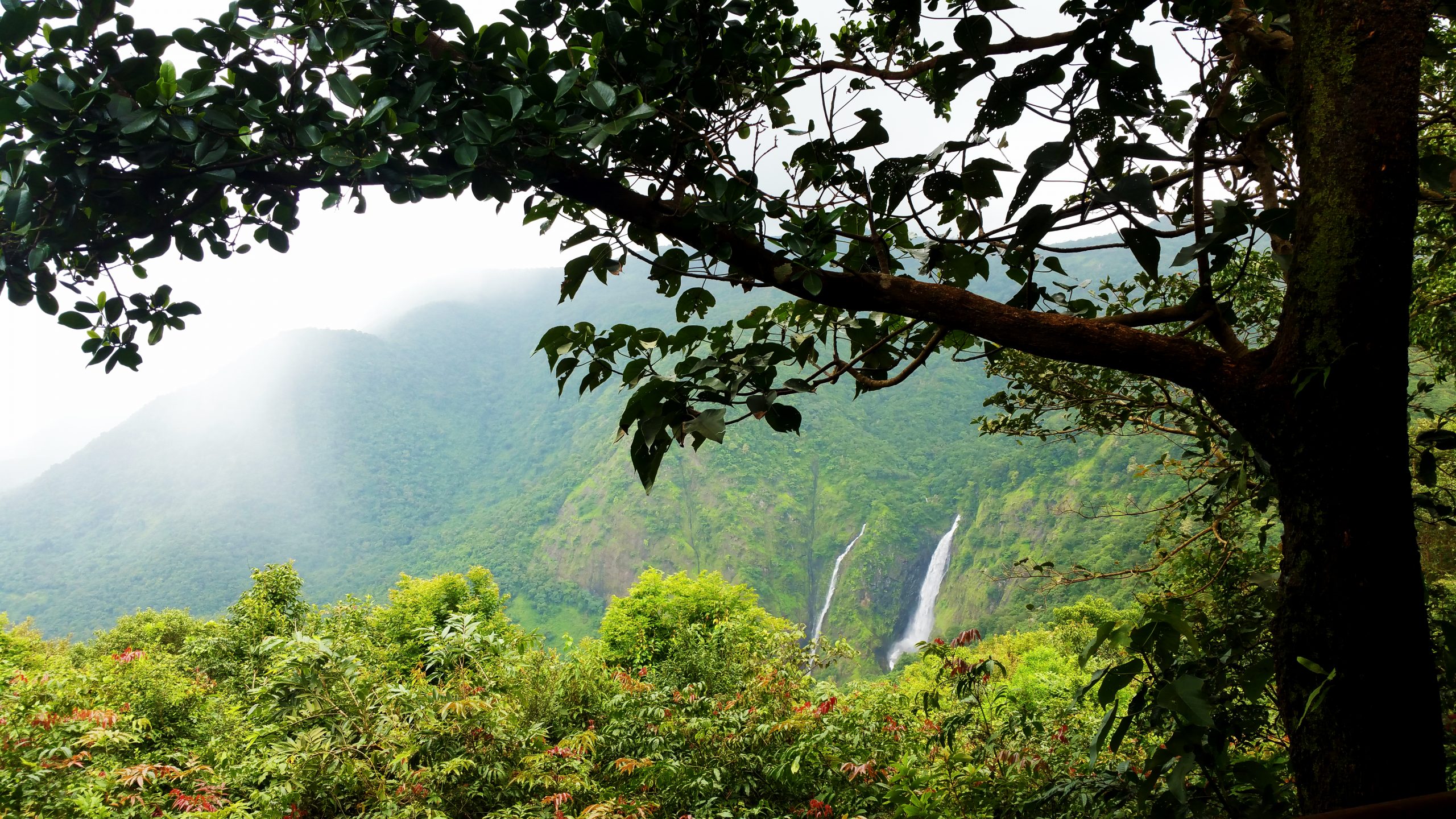 Mountain and waterfall