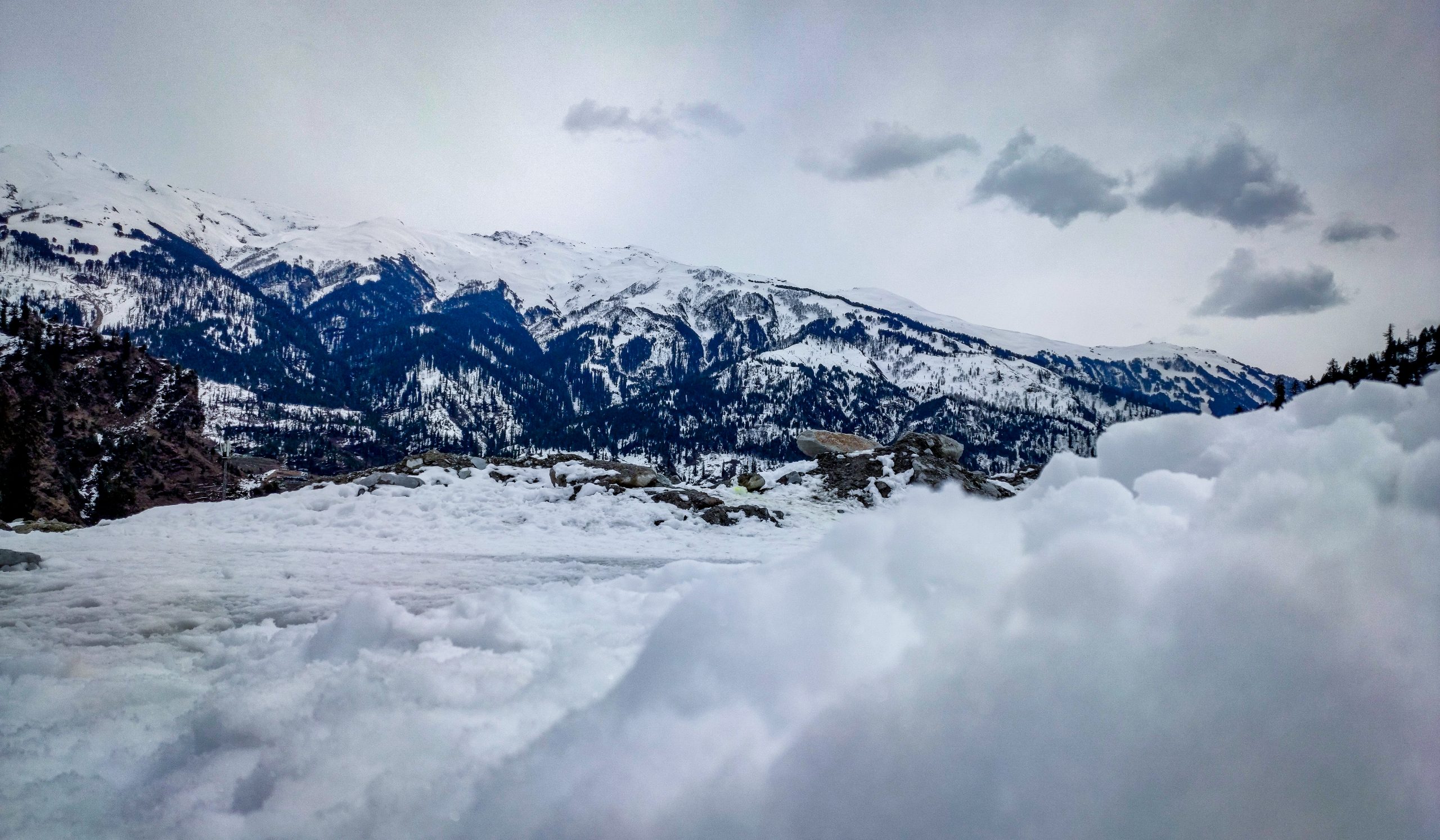 Mountain covered by snow in Himachal