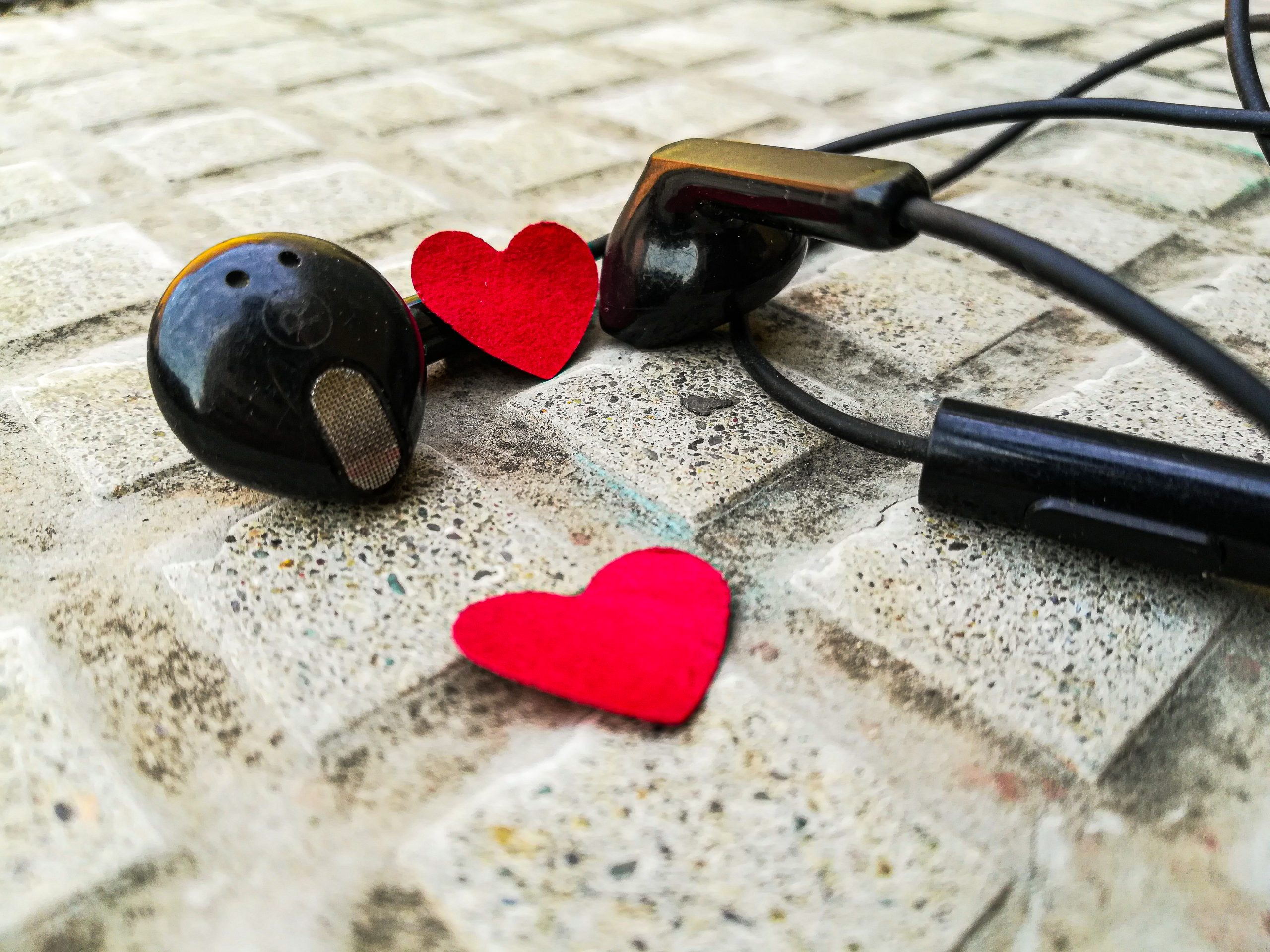 Red Hearts with Earphones