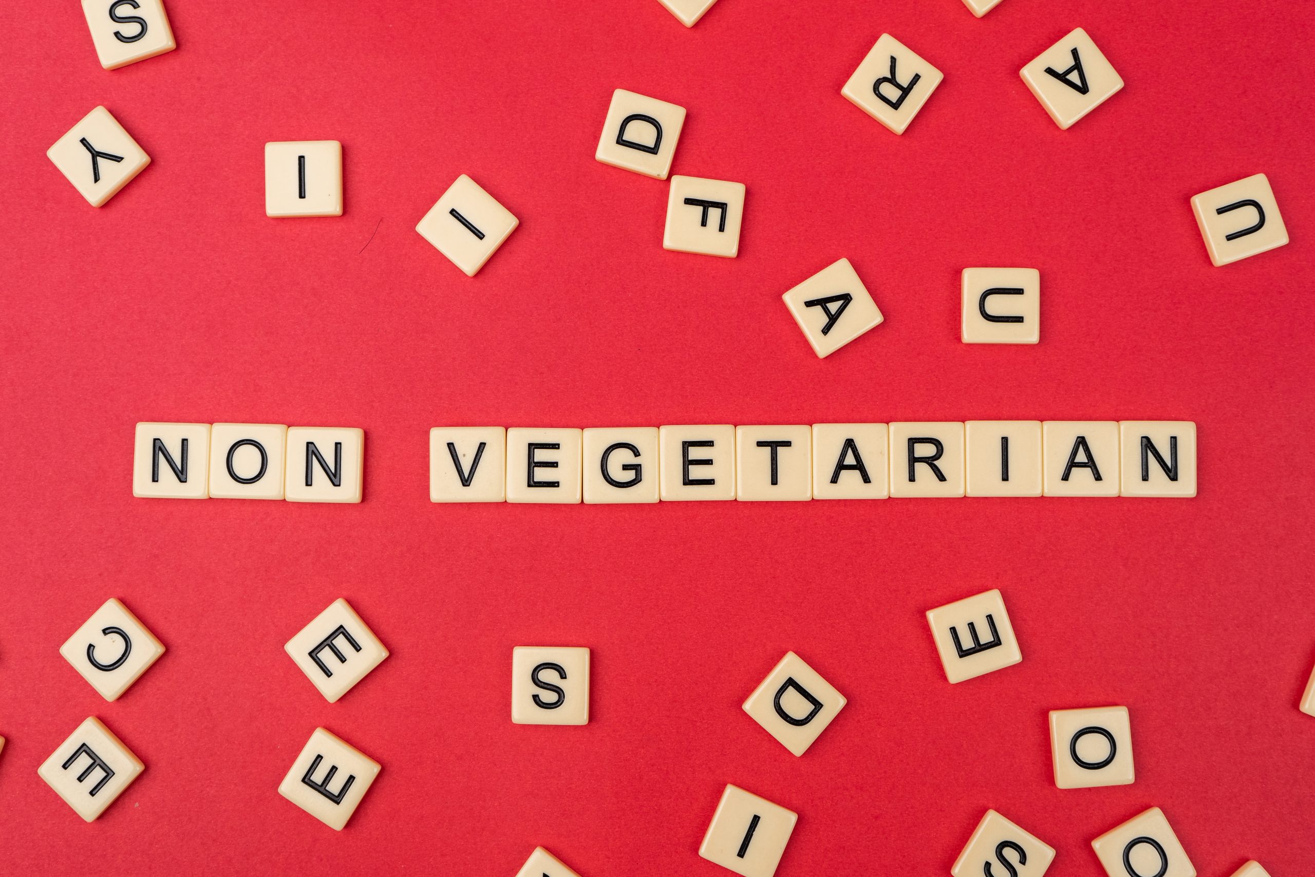 Non vegetarian written on scrabble