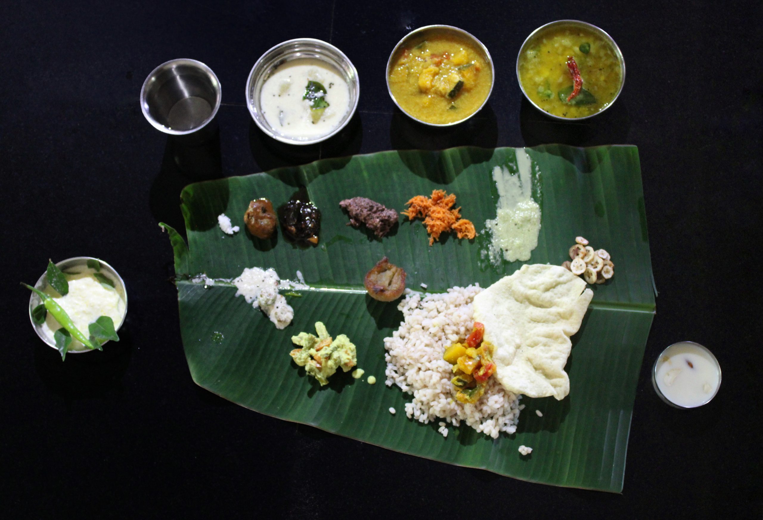 South Indian food on Banana Leaf