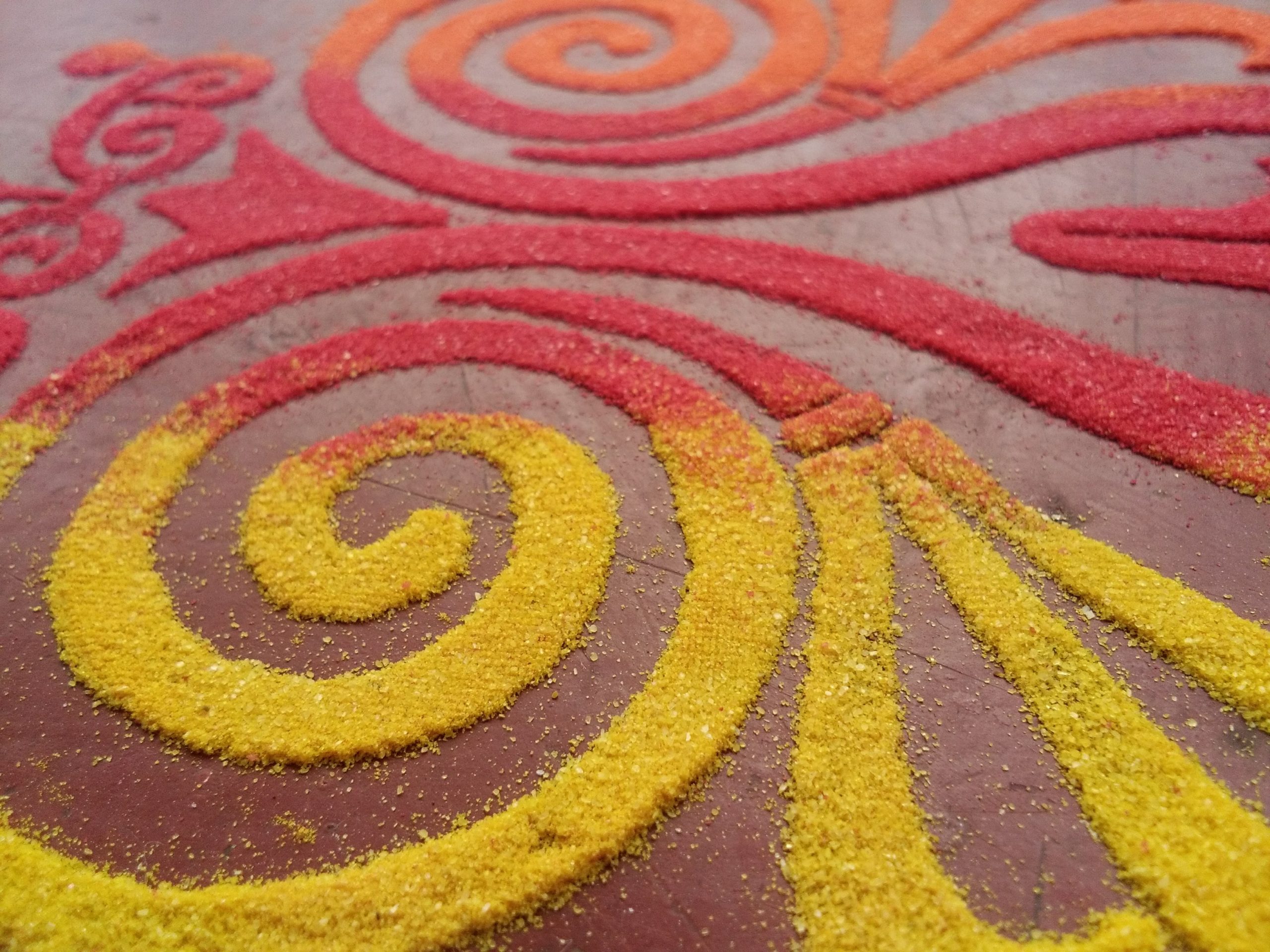 Patterns made with rice and colors