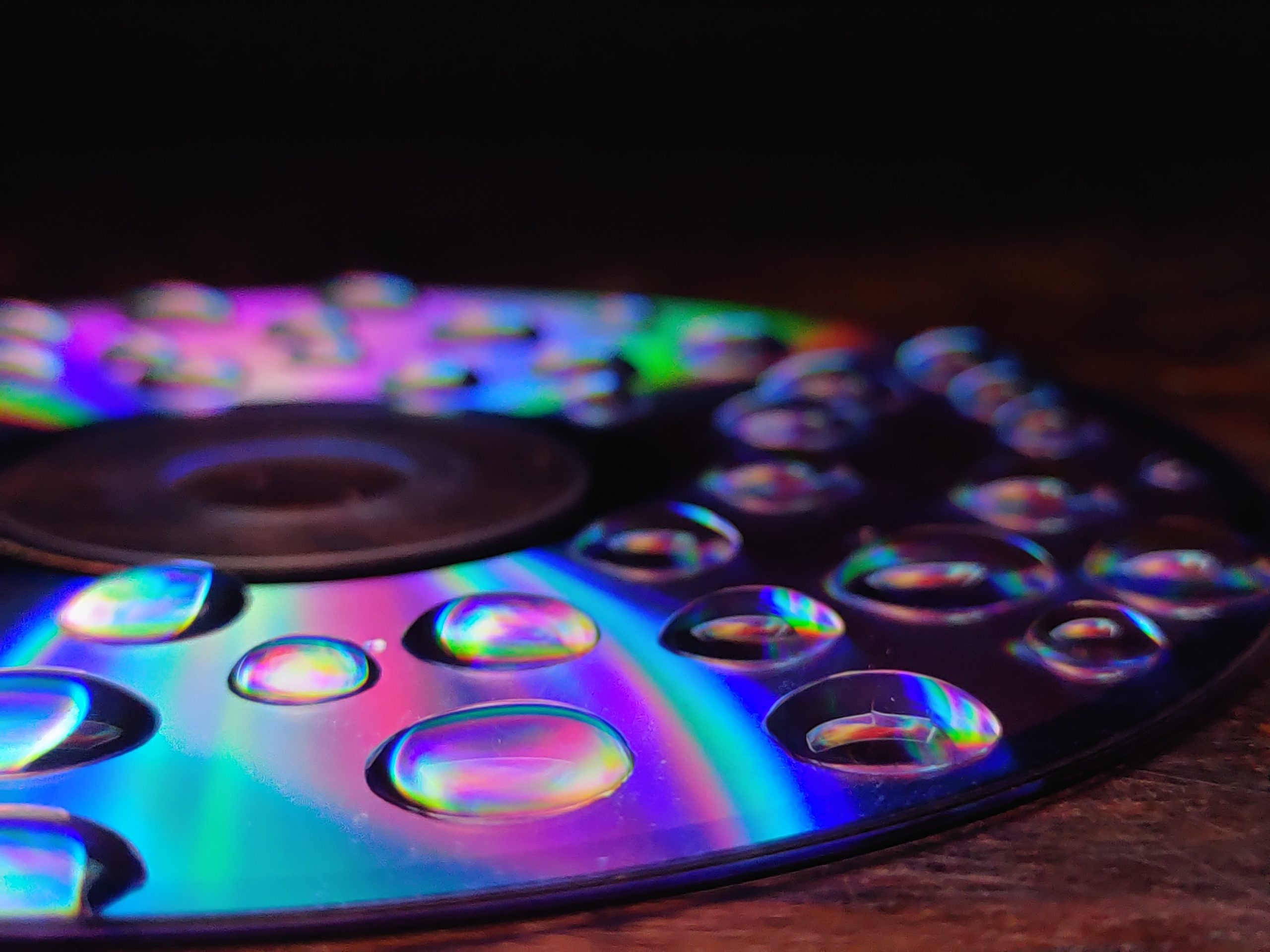 Water droplets on a cd
