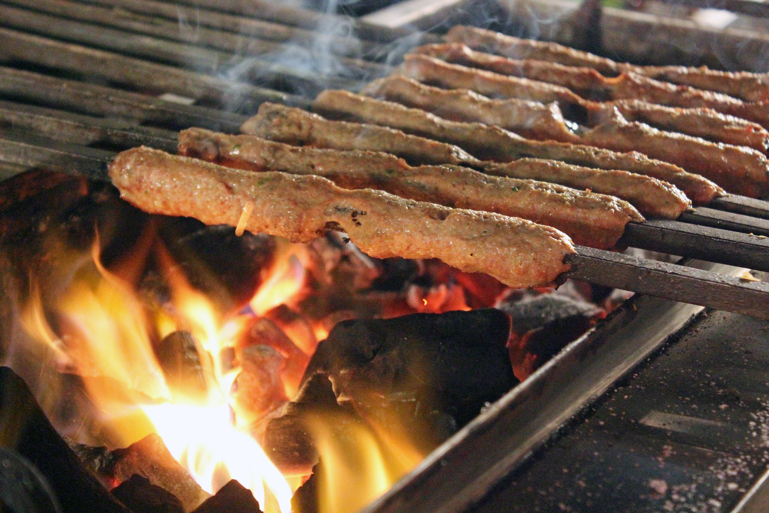 Sheekh kabab on charcoal grill