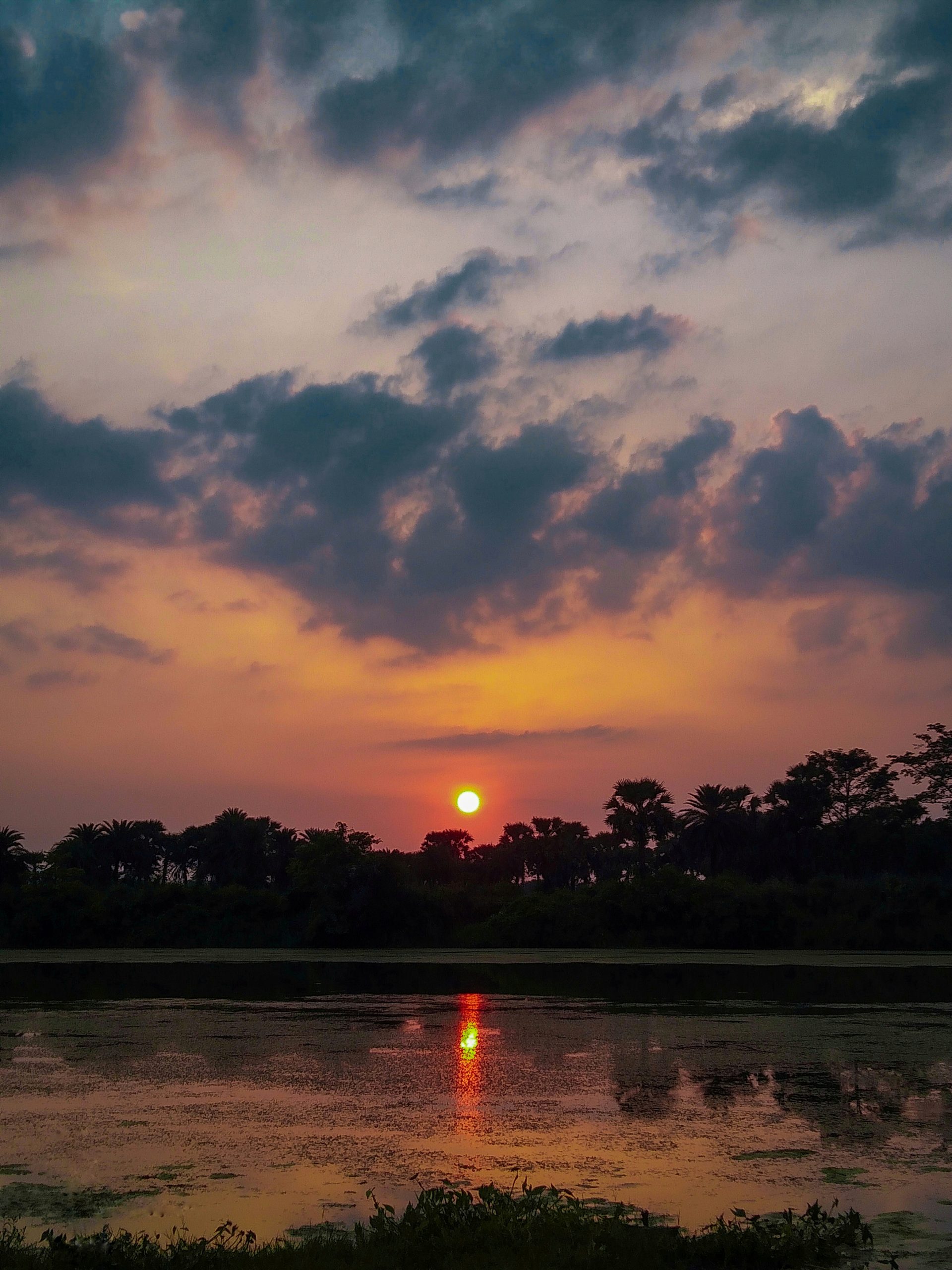 Sunset and reflection in Pond