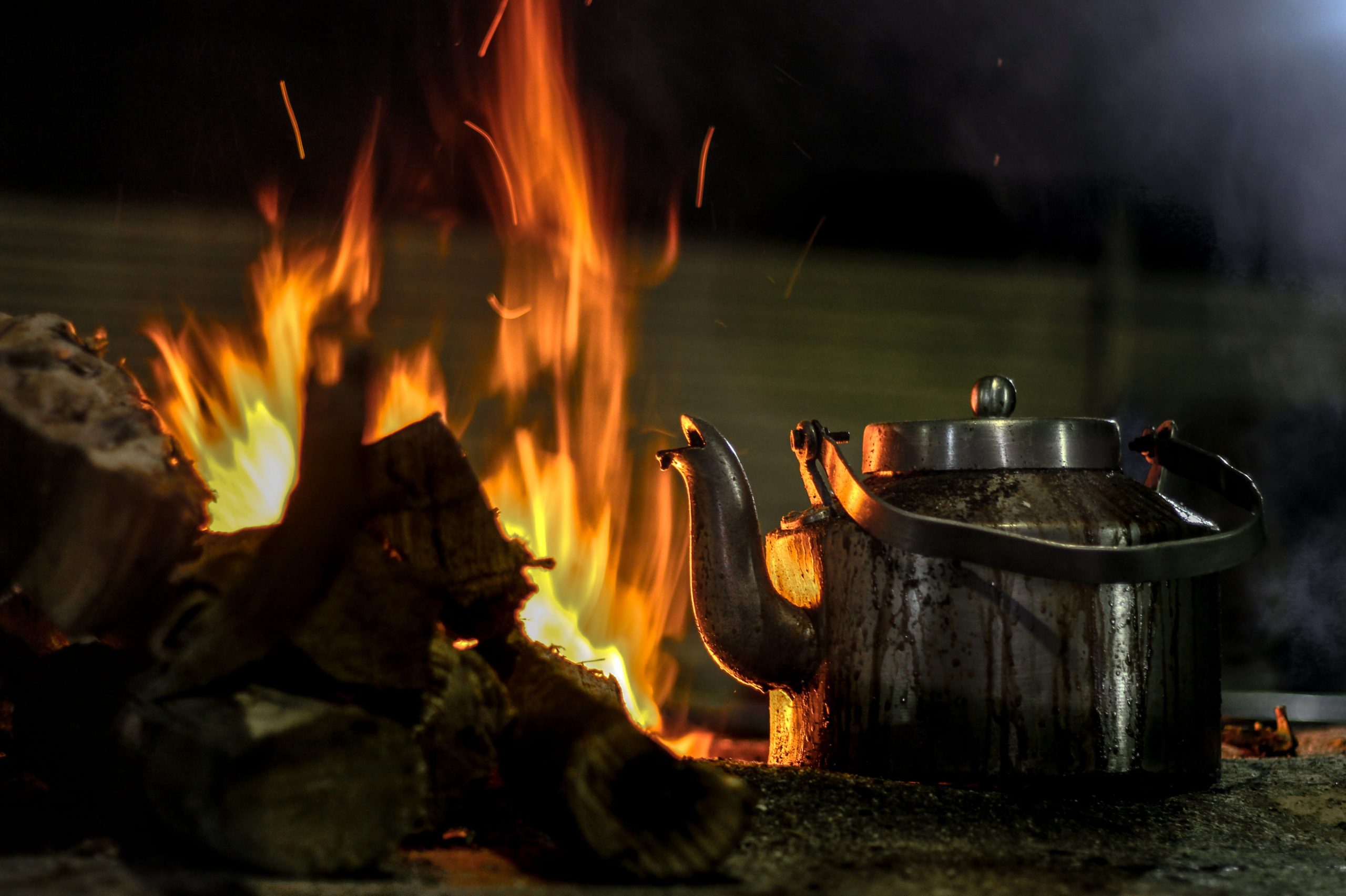 Teapot near flame