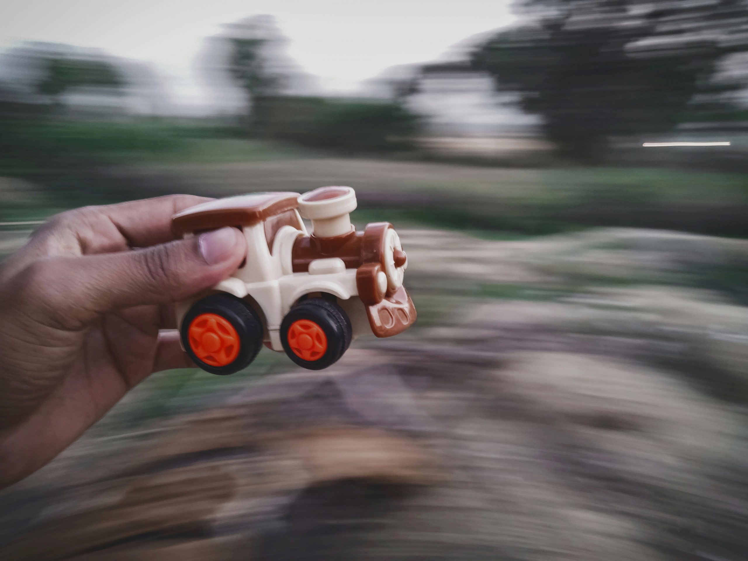 Toy train with blurry background