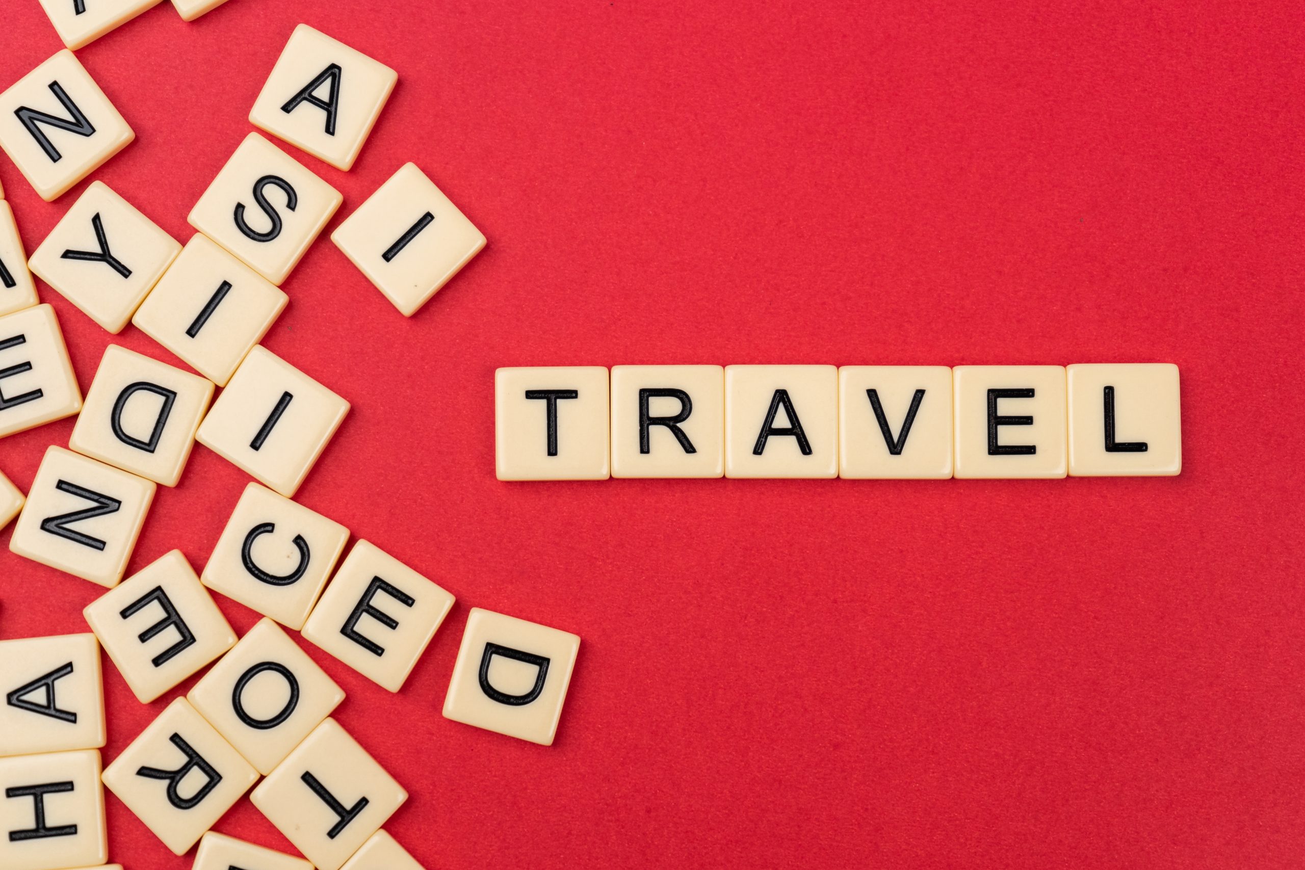 Travel written with scrabble